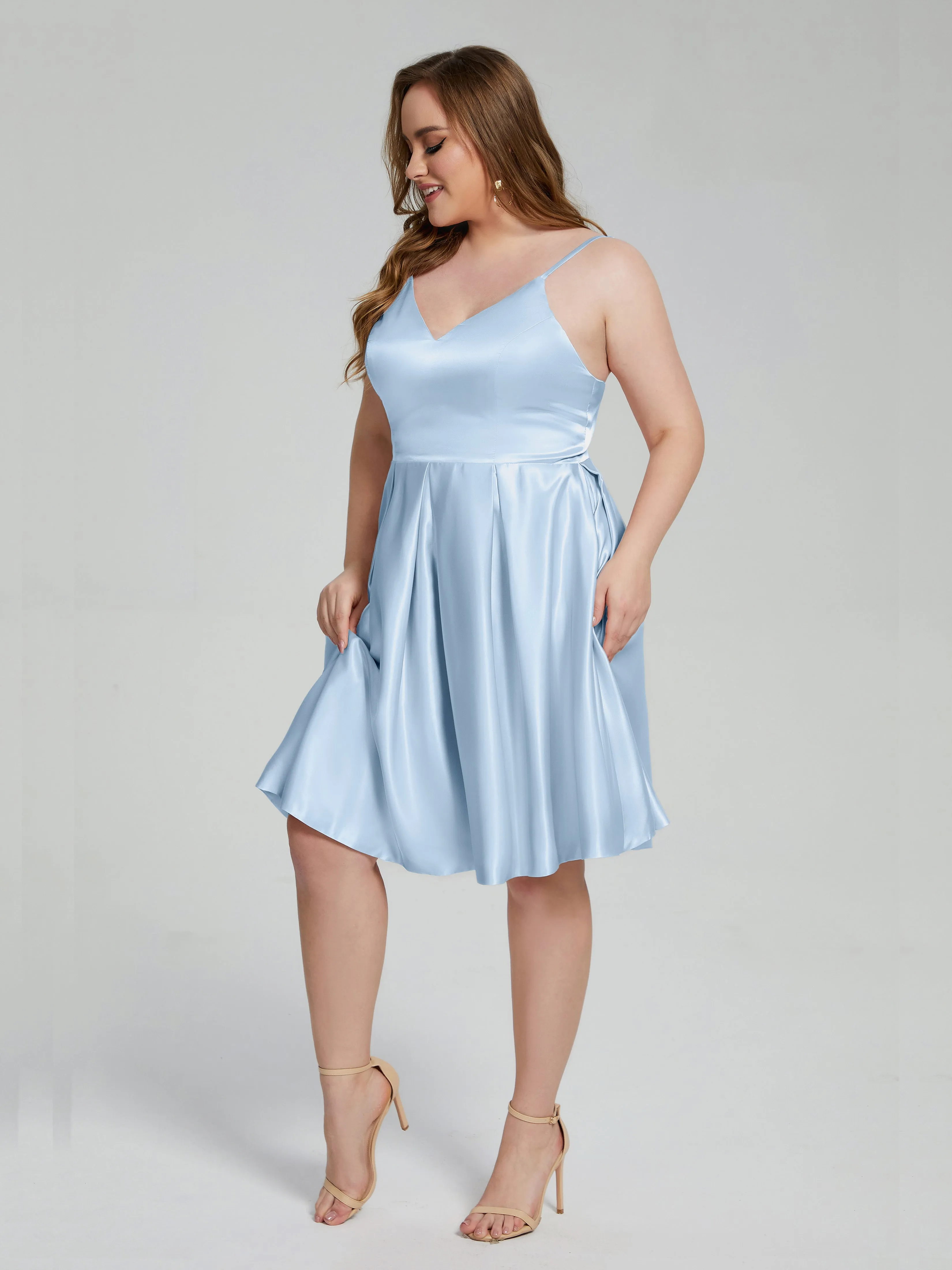 Josie Cute V Neck Short Plus Size Bridesmaid Dresses