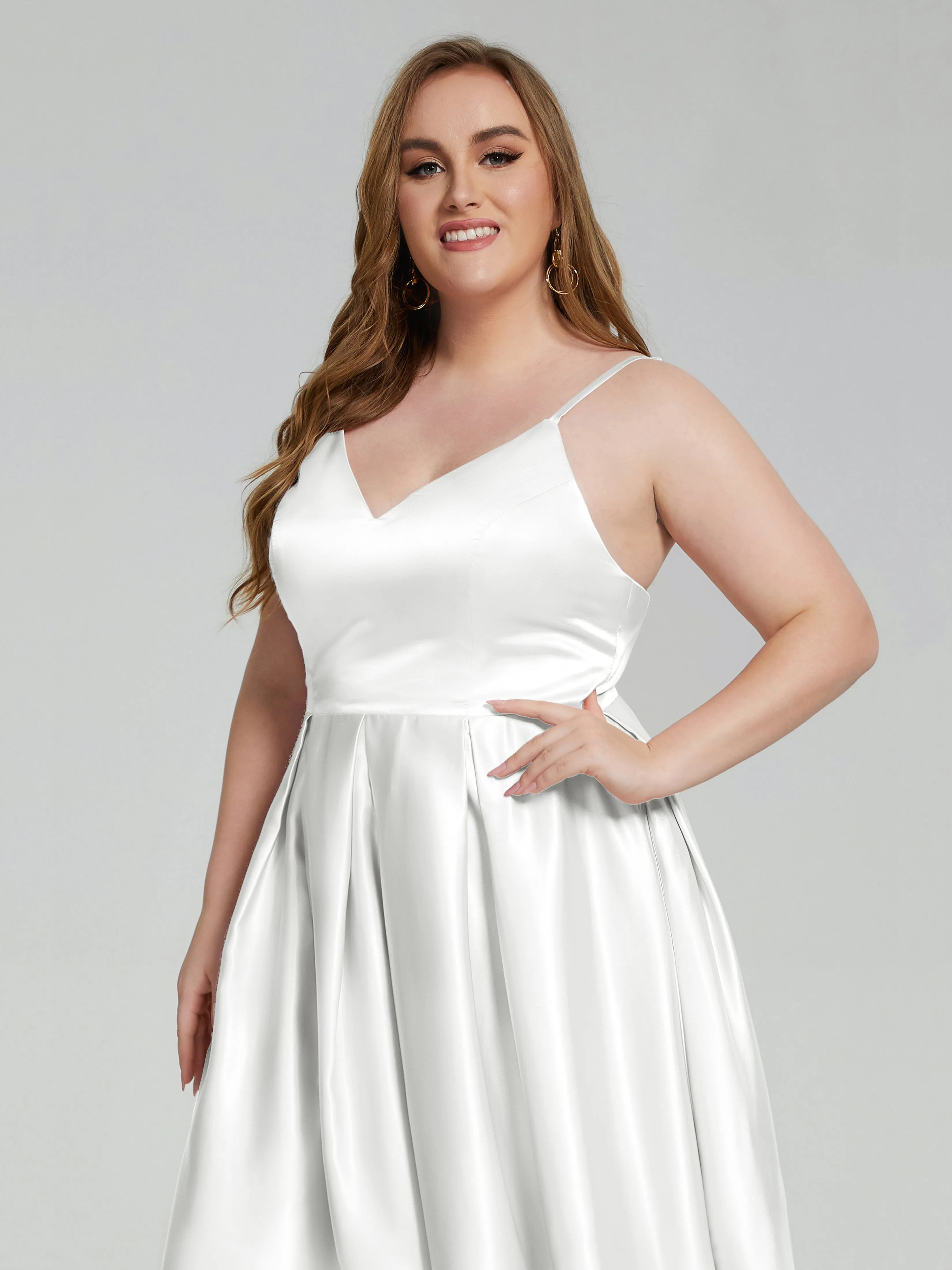 Josie Cute V Neck Short Plus Size Bridesmaid Dresses