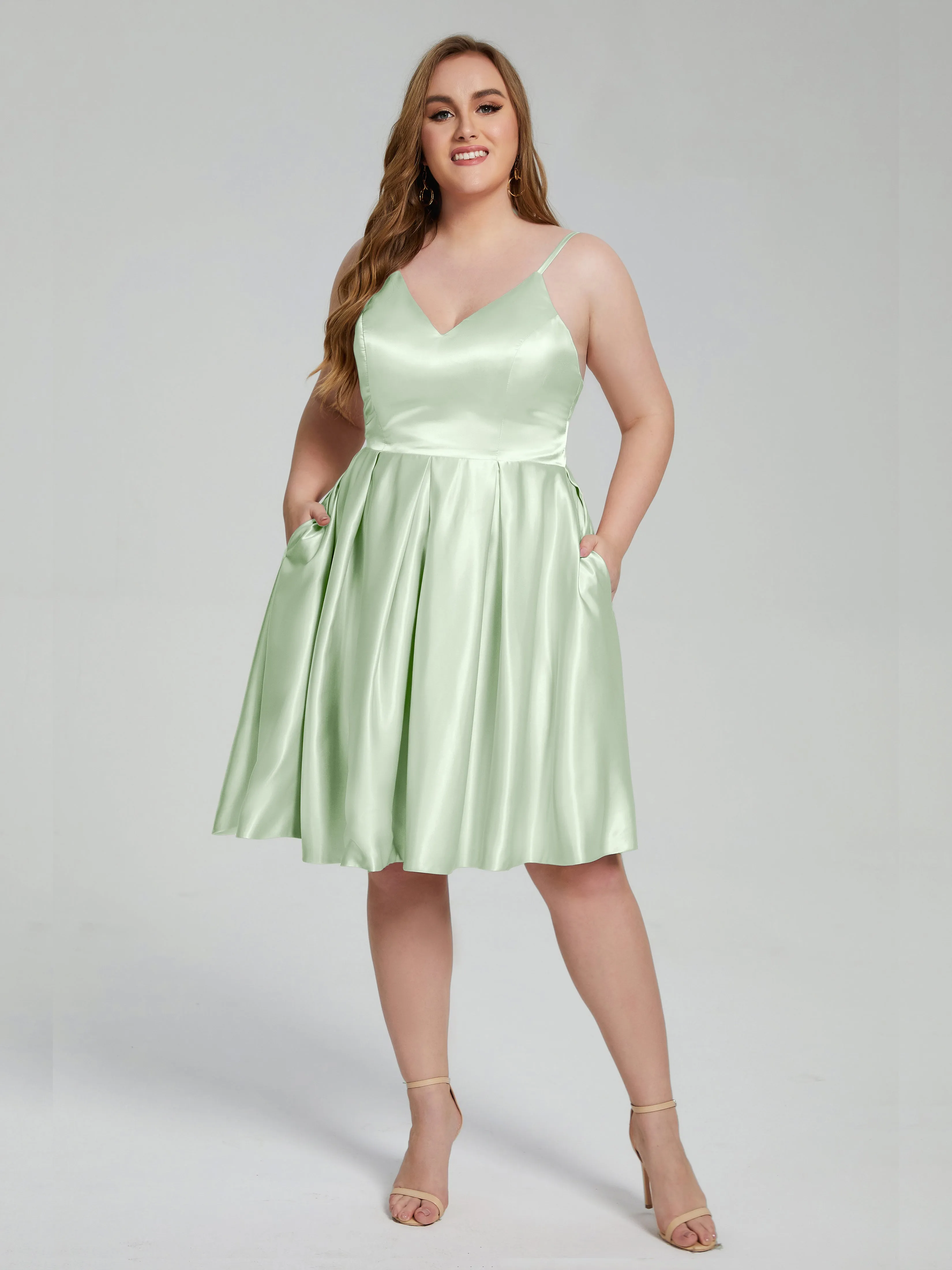 Josie Cute V Neck Short Plus Size Bridesmaid Dresses