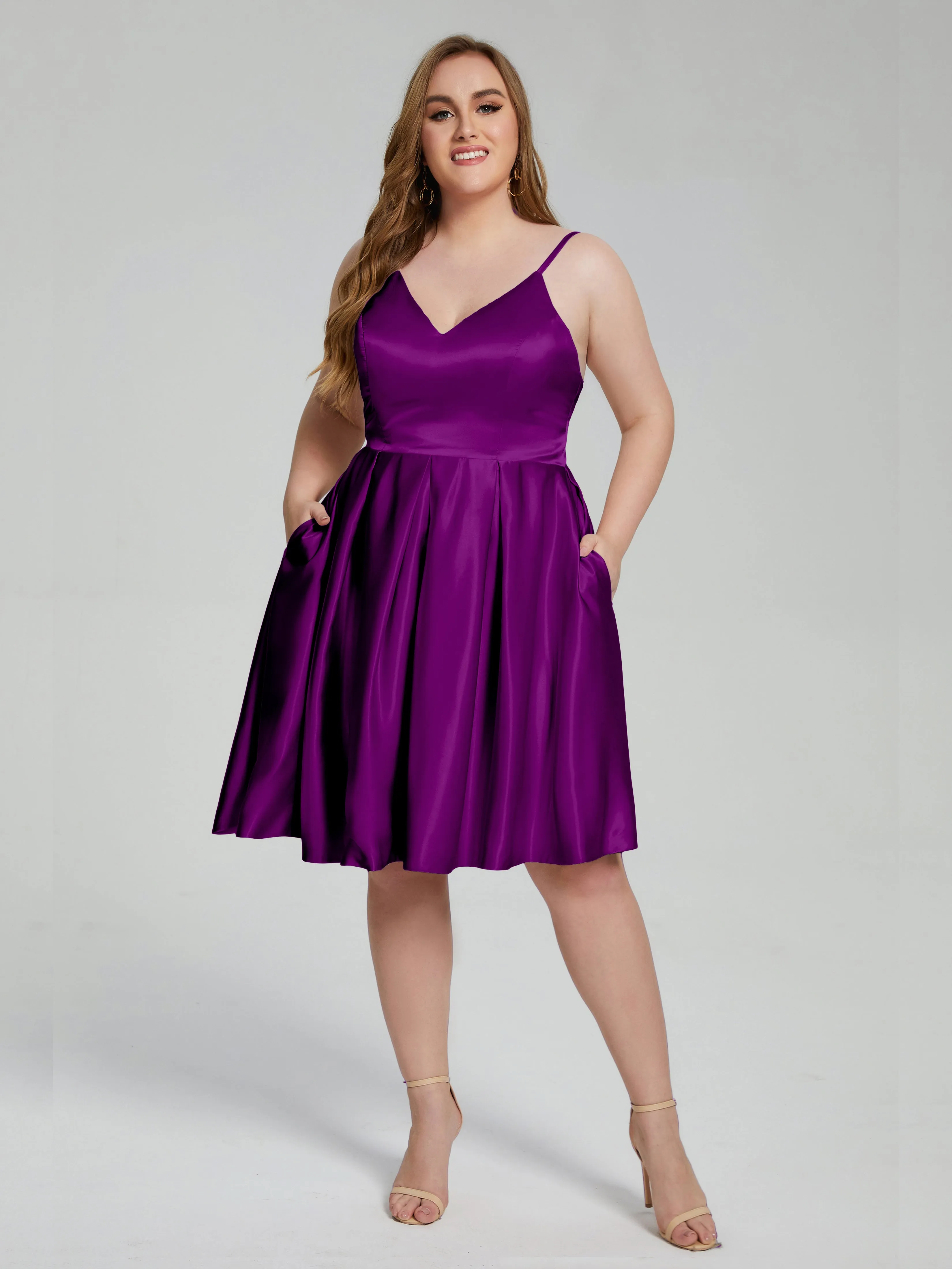 Josie Cute V Neck Short Plus Size Bridesmaid Dresses