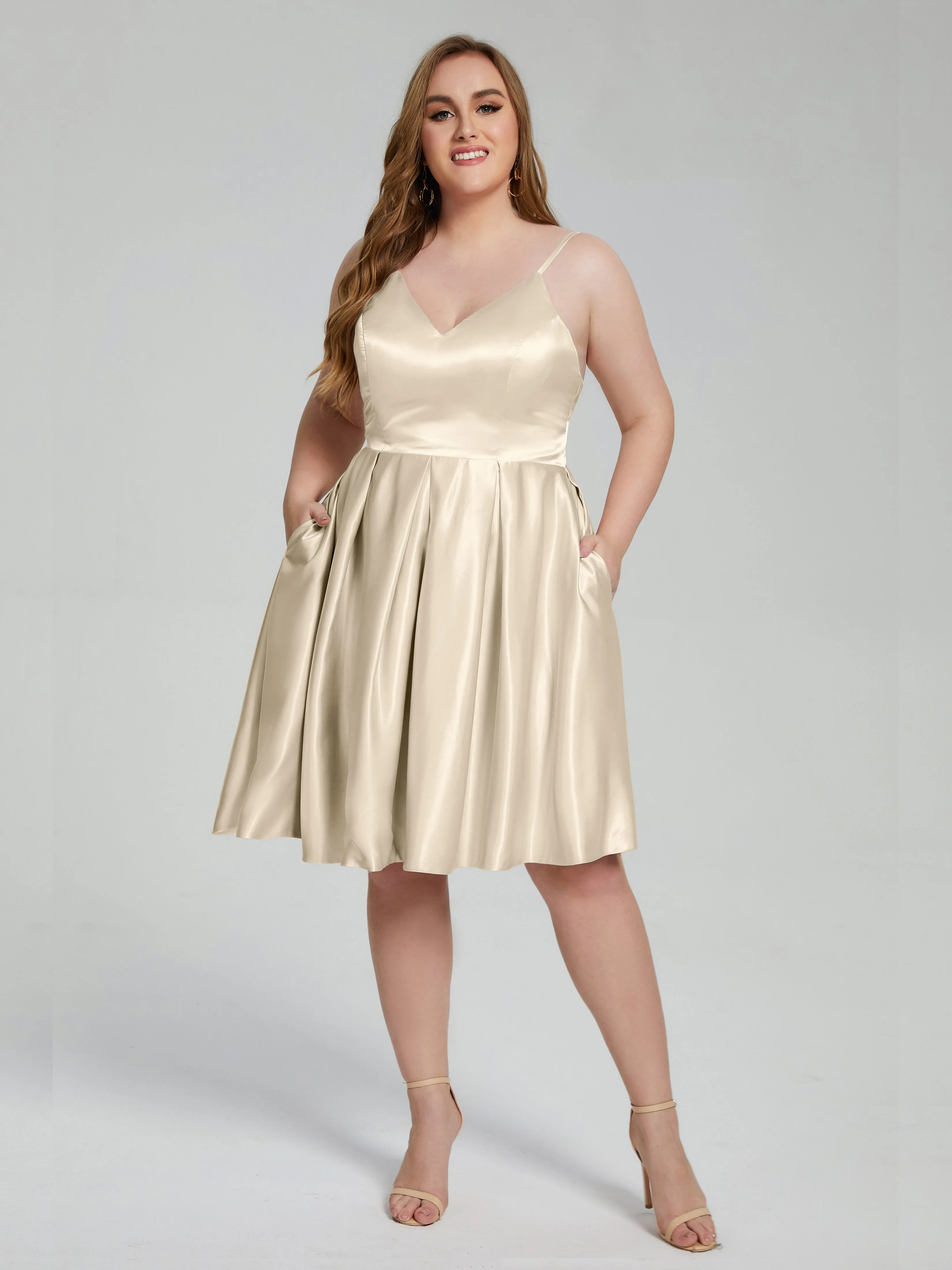 Josie Cute V Neck Short Plus Size Bridesmaid Dresses