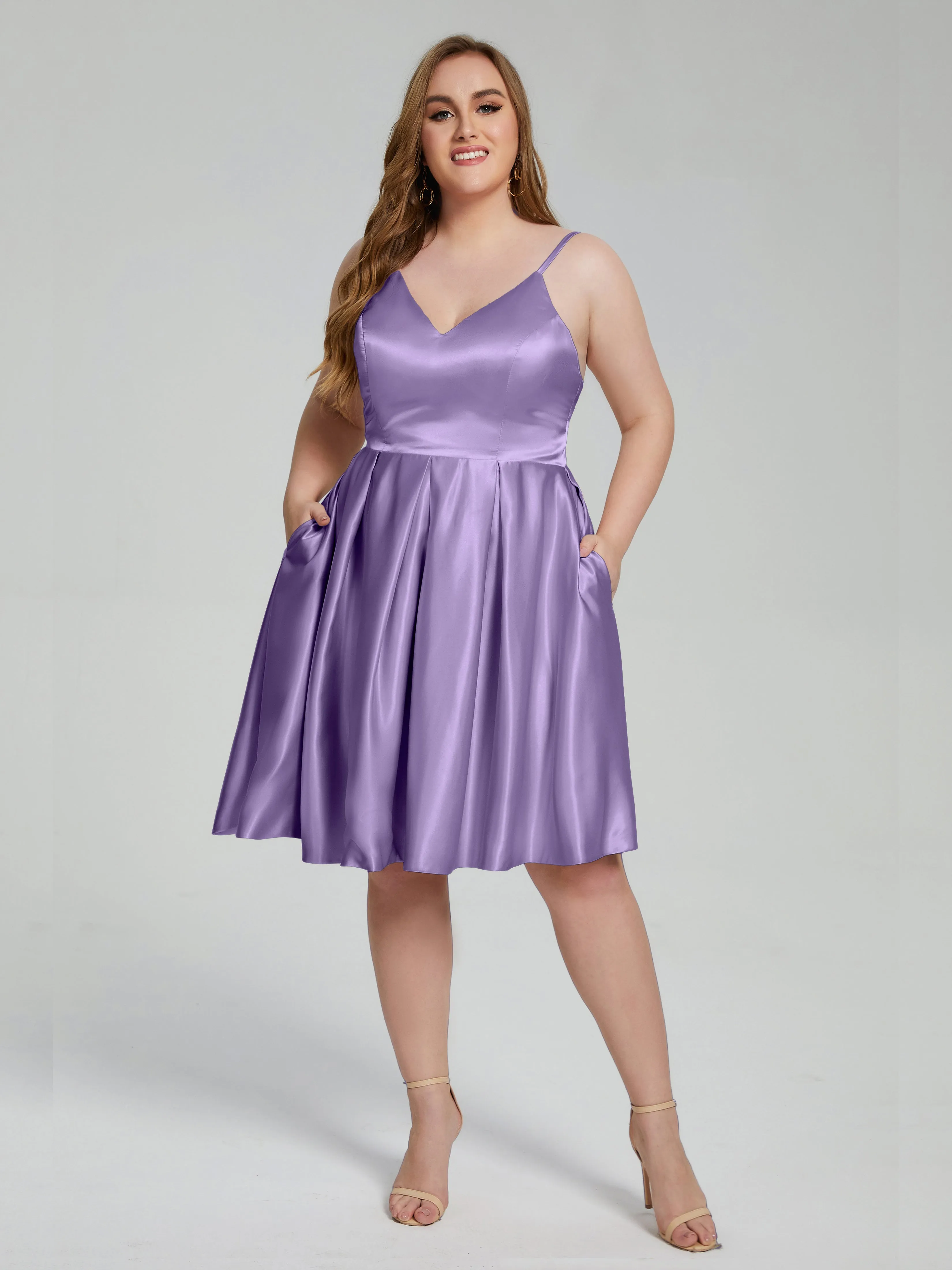 Josie Cute V Neck Short Plus Size Bridesmaid Dresses