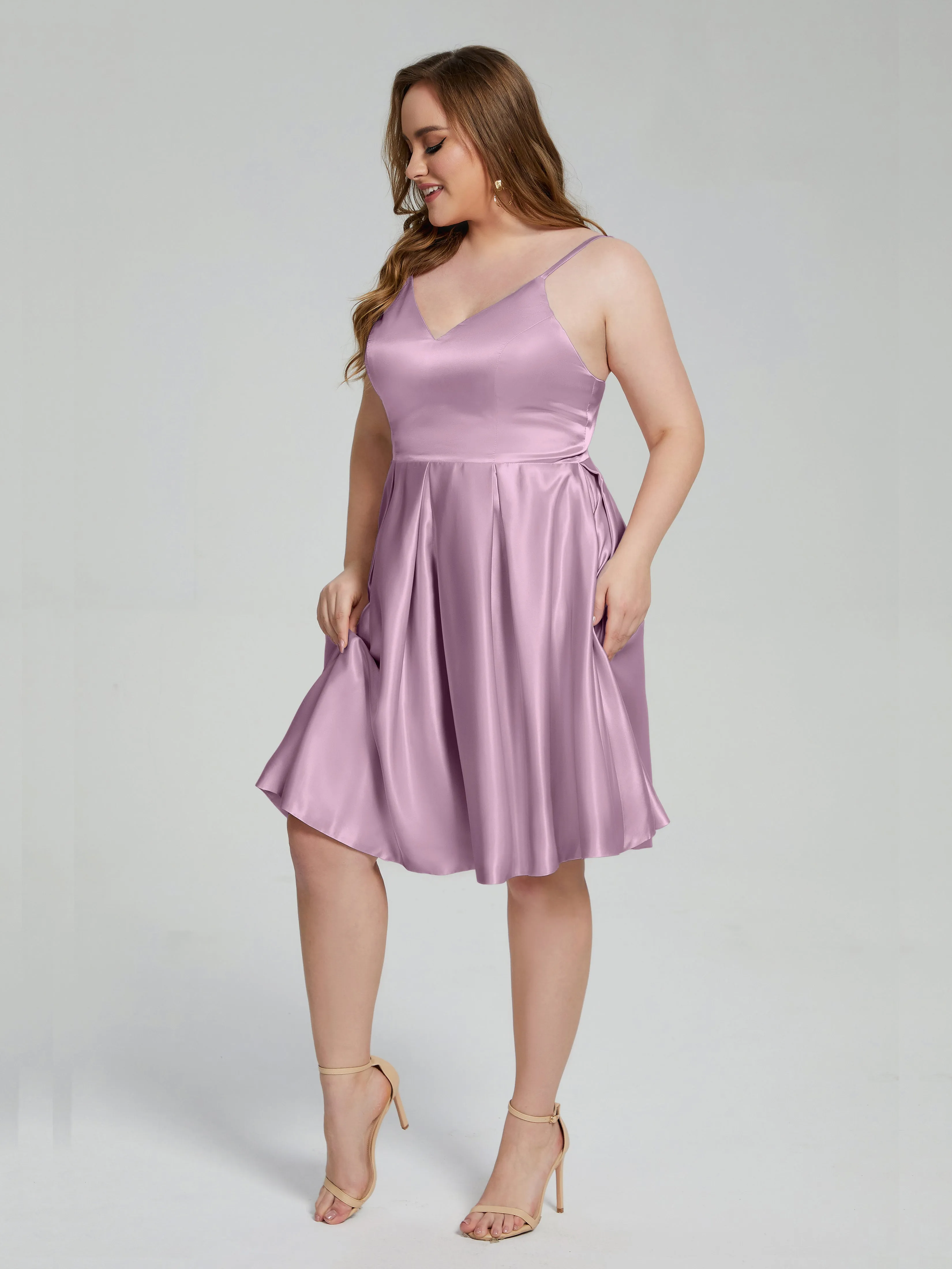 Josie Cute V Neck Short Plus Size Bridesmaid Dresses