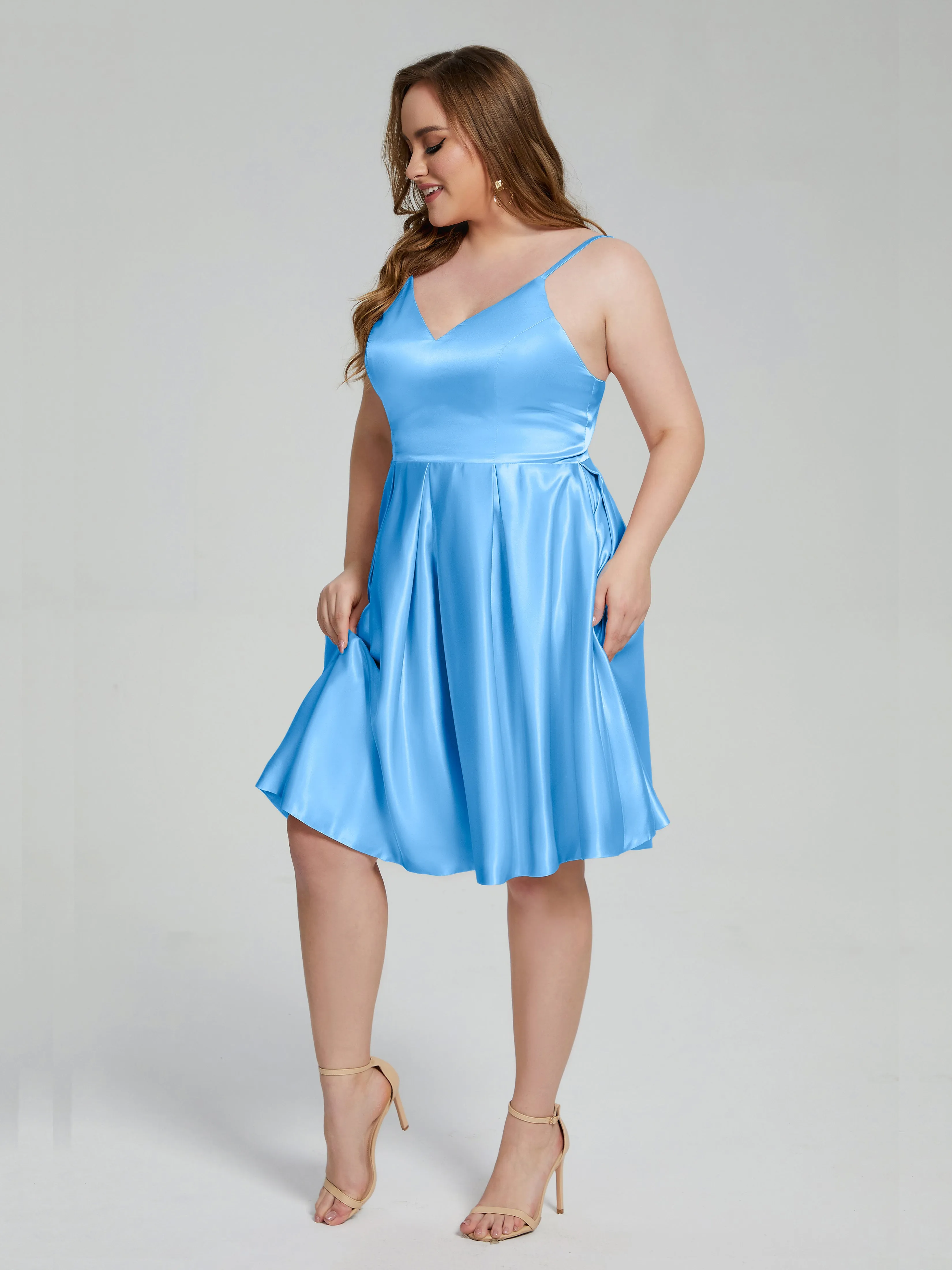 Josie Cute V Neck Short Plus Size Bridesmaid Dresses