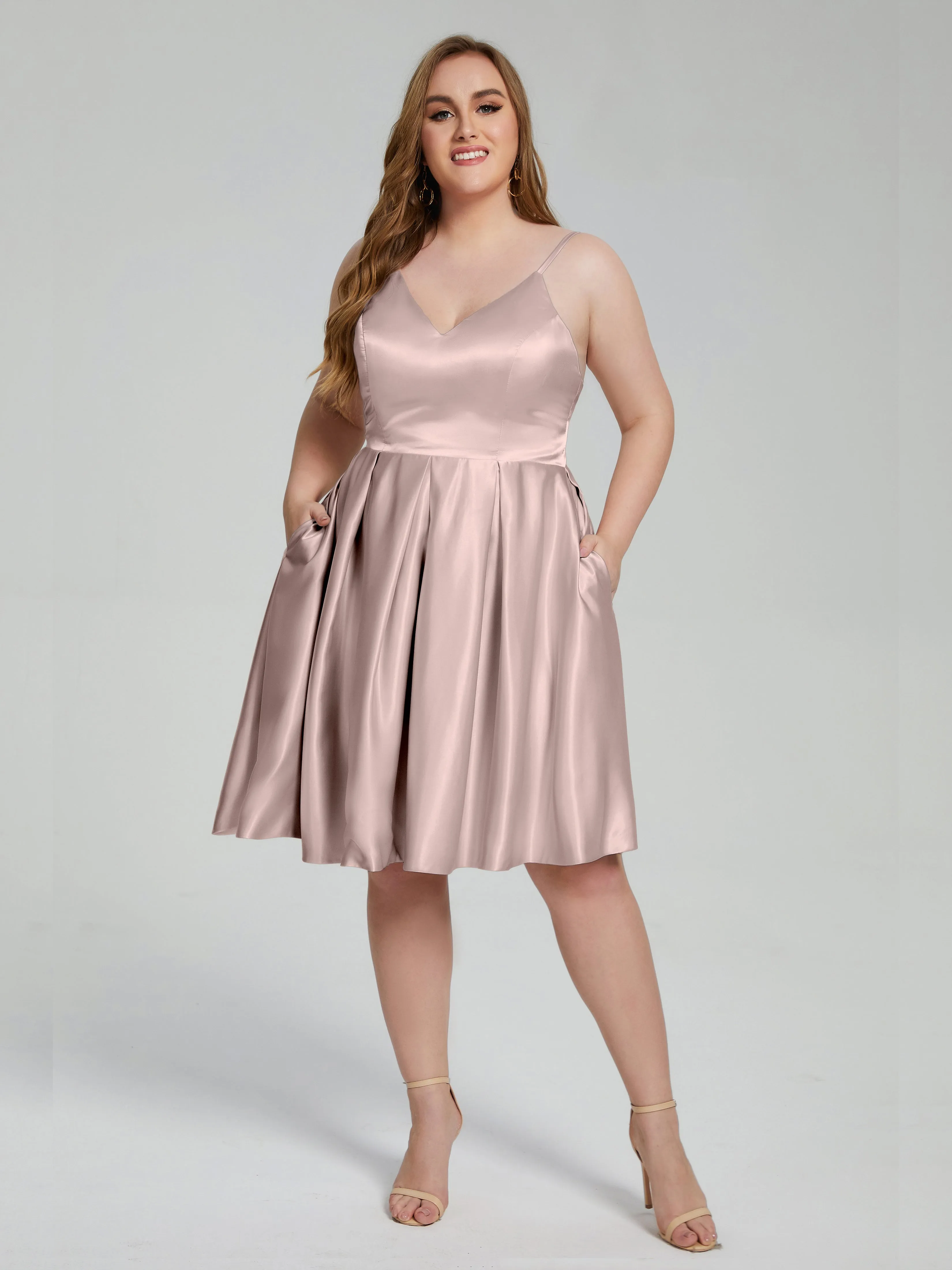Josie Cute V Neck Short Plus Size Bridesmaid Dresses