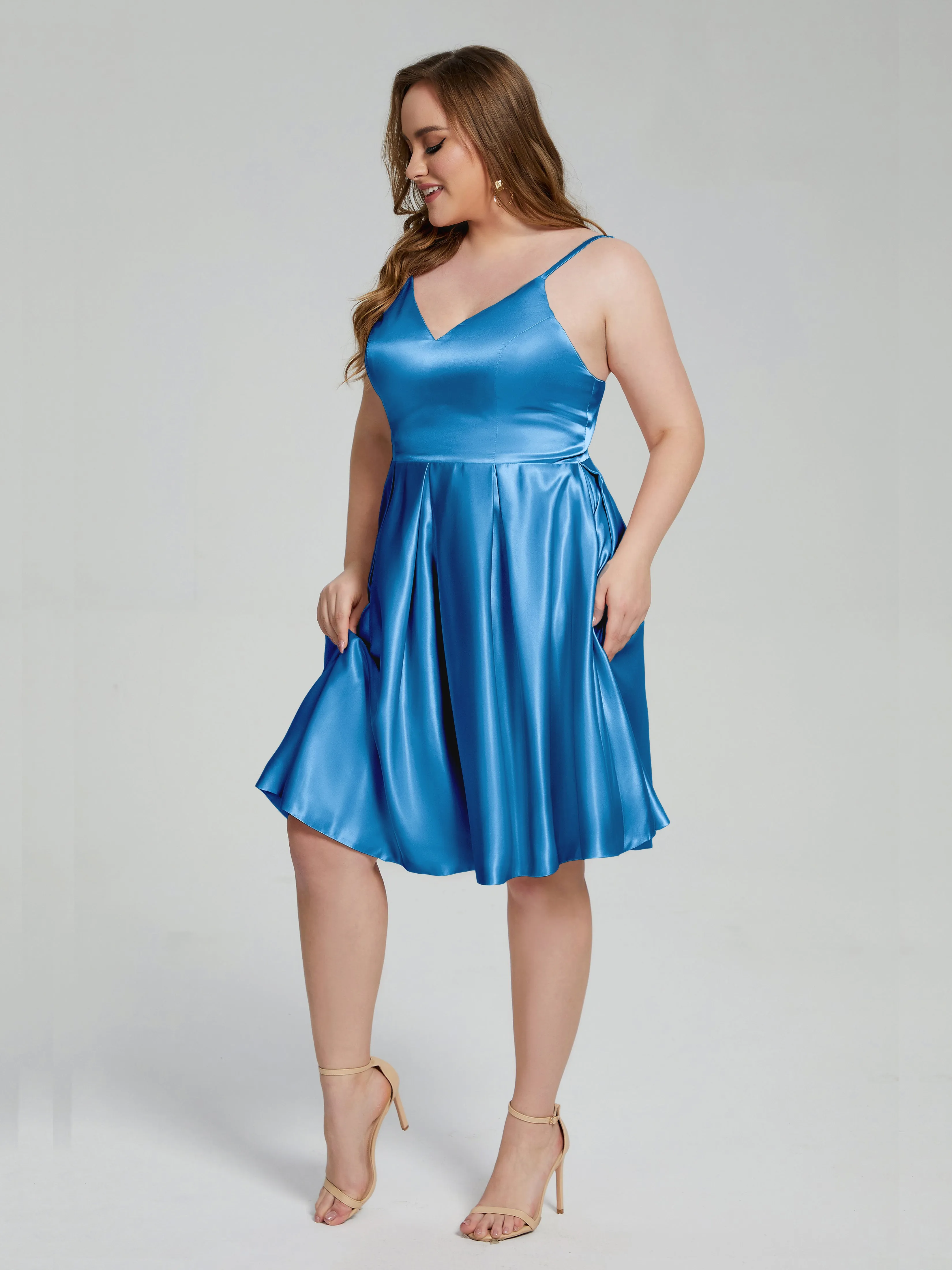 Josie Cute V Neck Short Plus Size Bridesmaid Dresses