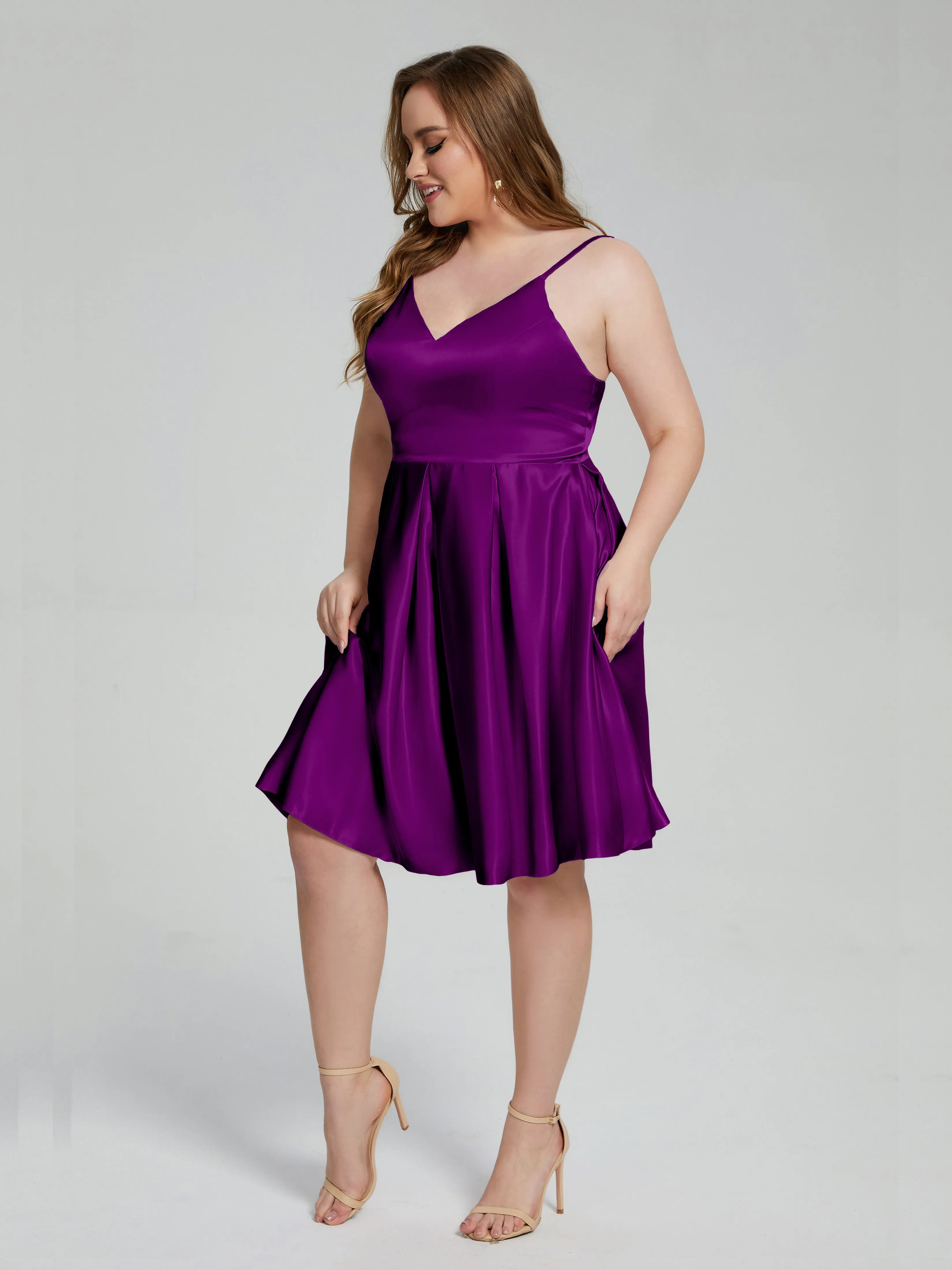 Josie Cute V Neck Short Plus Size Bridesmaid Dresses