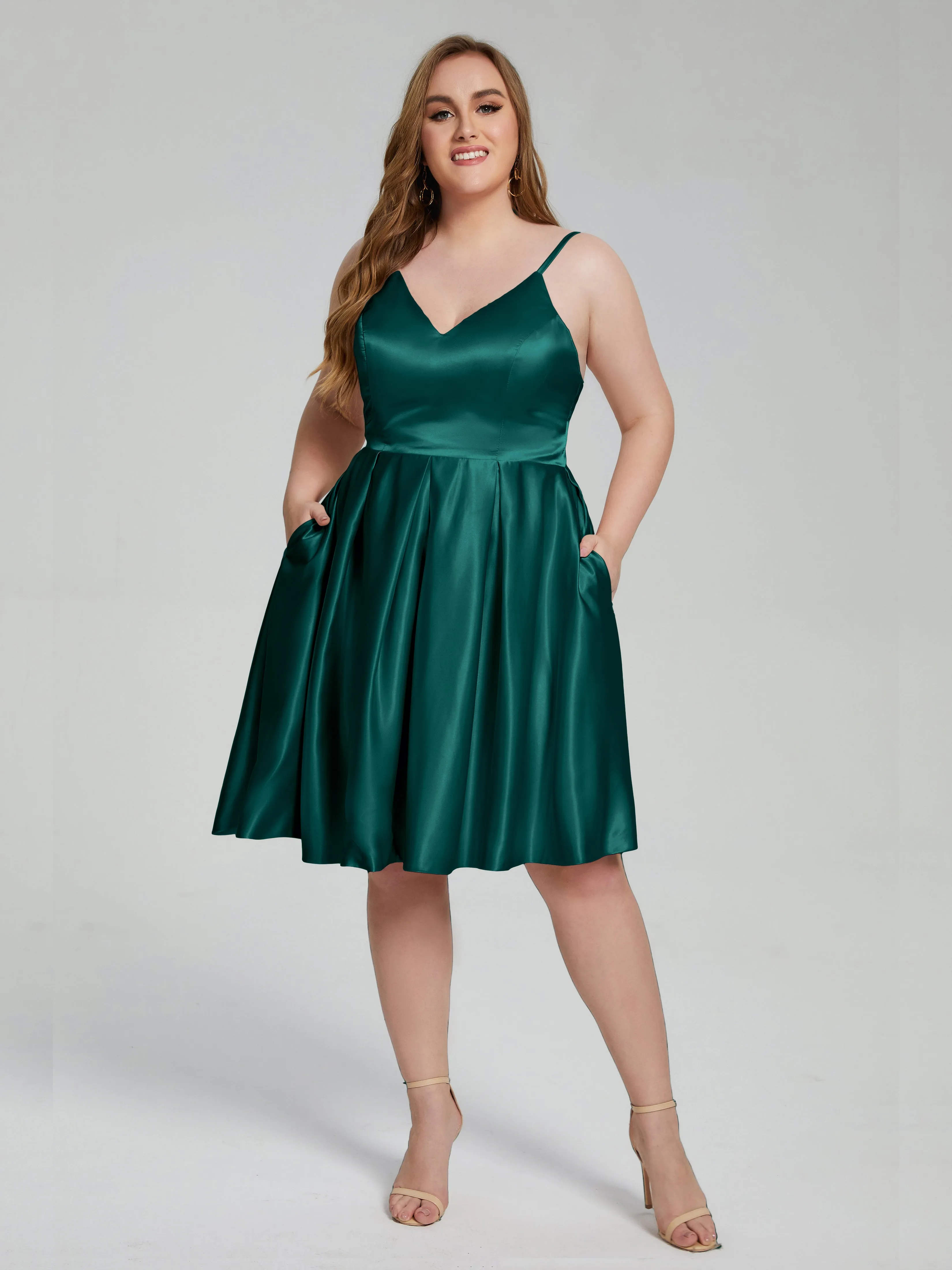 Josie Cute V Neck Short Plus Size Bridesmaid Dresses