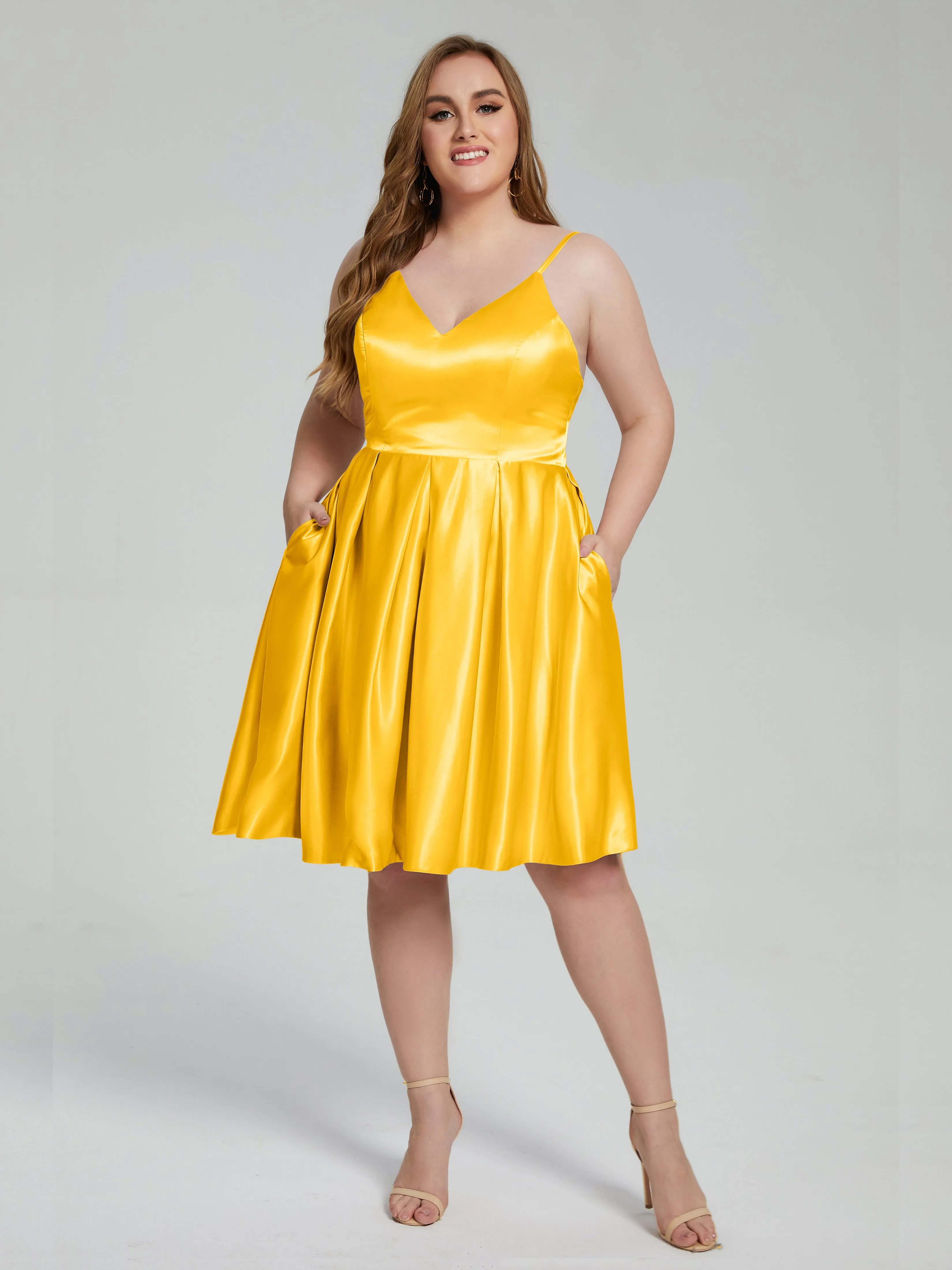 Josie Cute V Neck Short Plus Size Bridesmaid Dresses