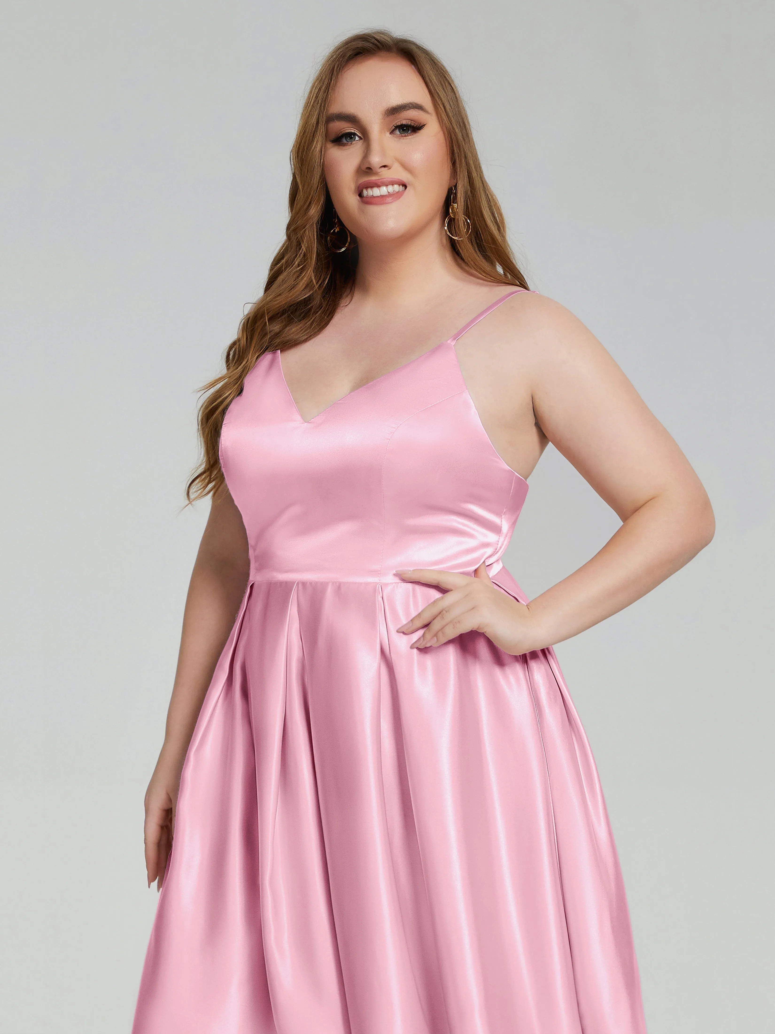 Josie Cute V Neck Short Plus Size Bridesmaid Dresses