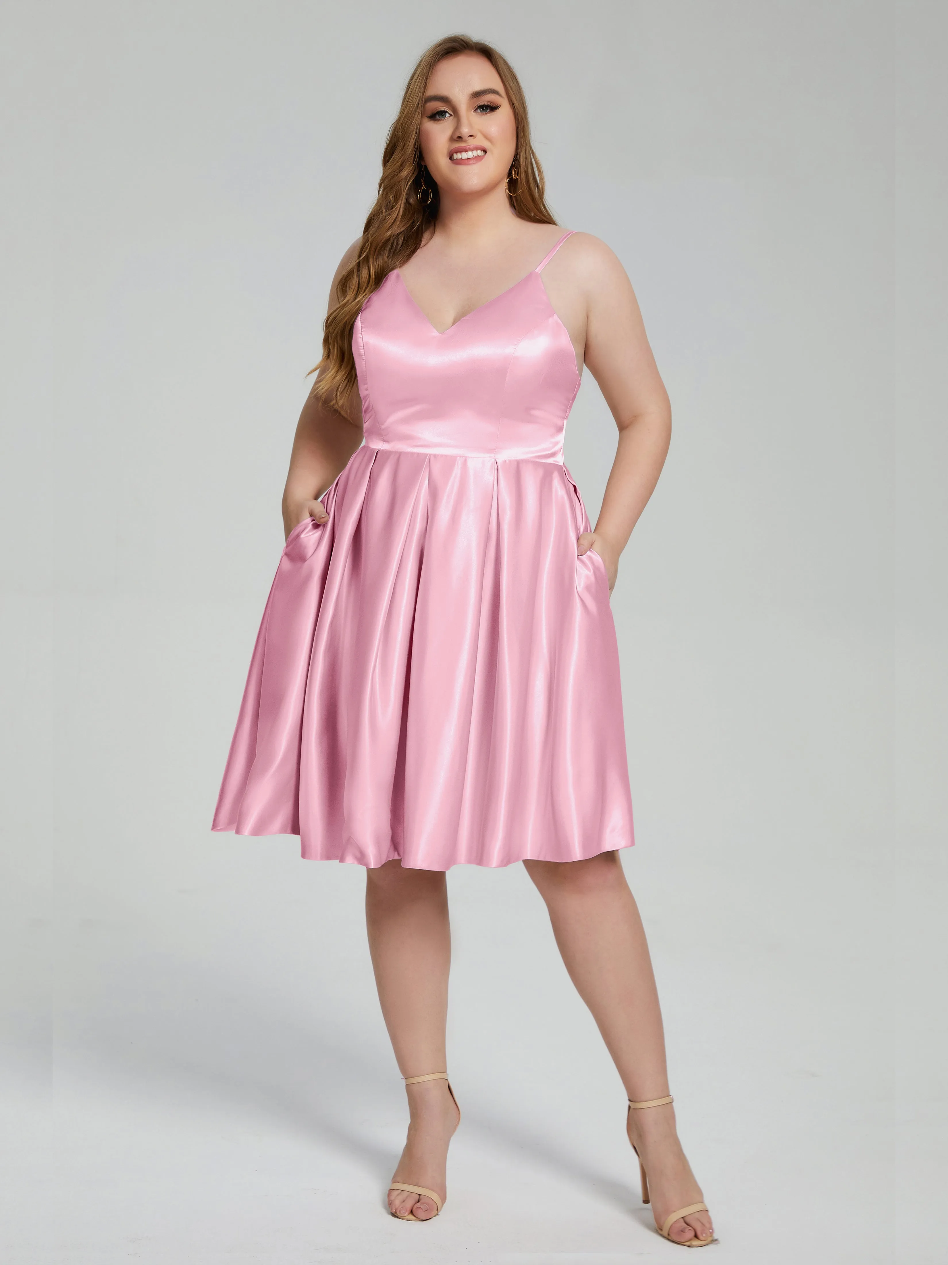 Josie Cute V Neck Short Plus Size Bridesmaid Dresses