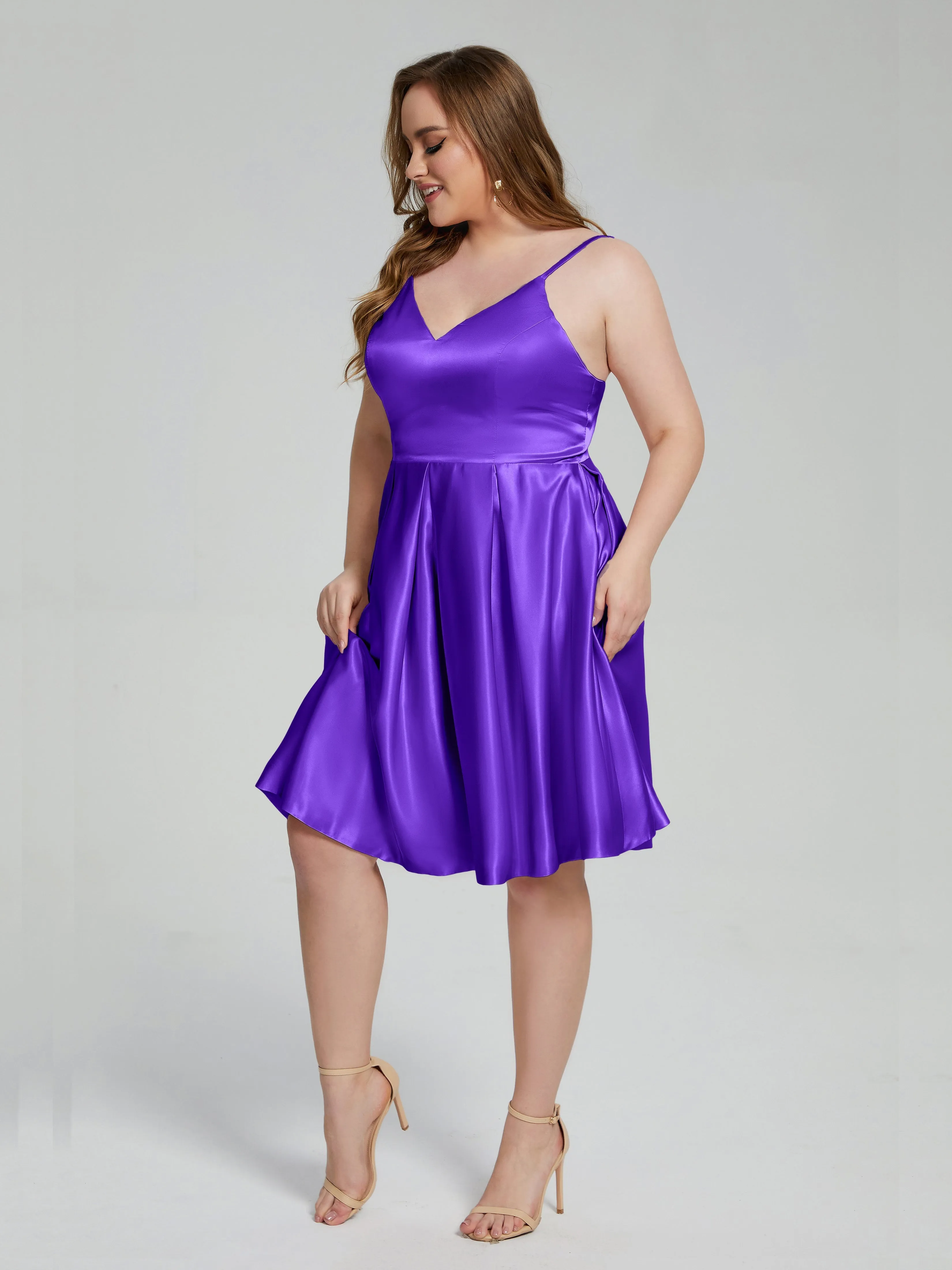 Josie Cute V Neck Short Plus Size Bridesmaid Dresses