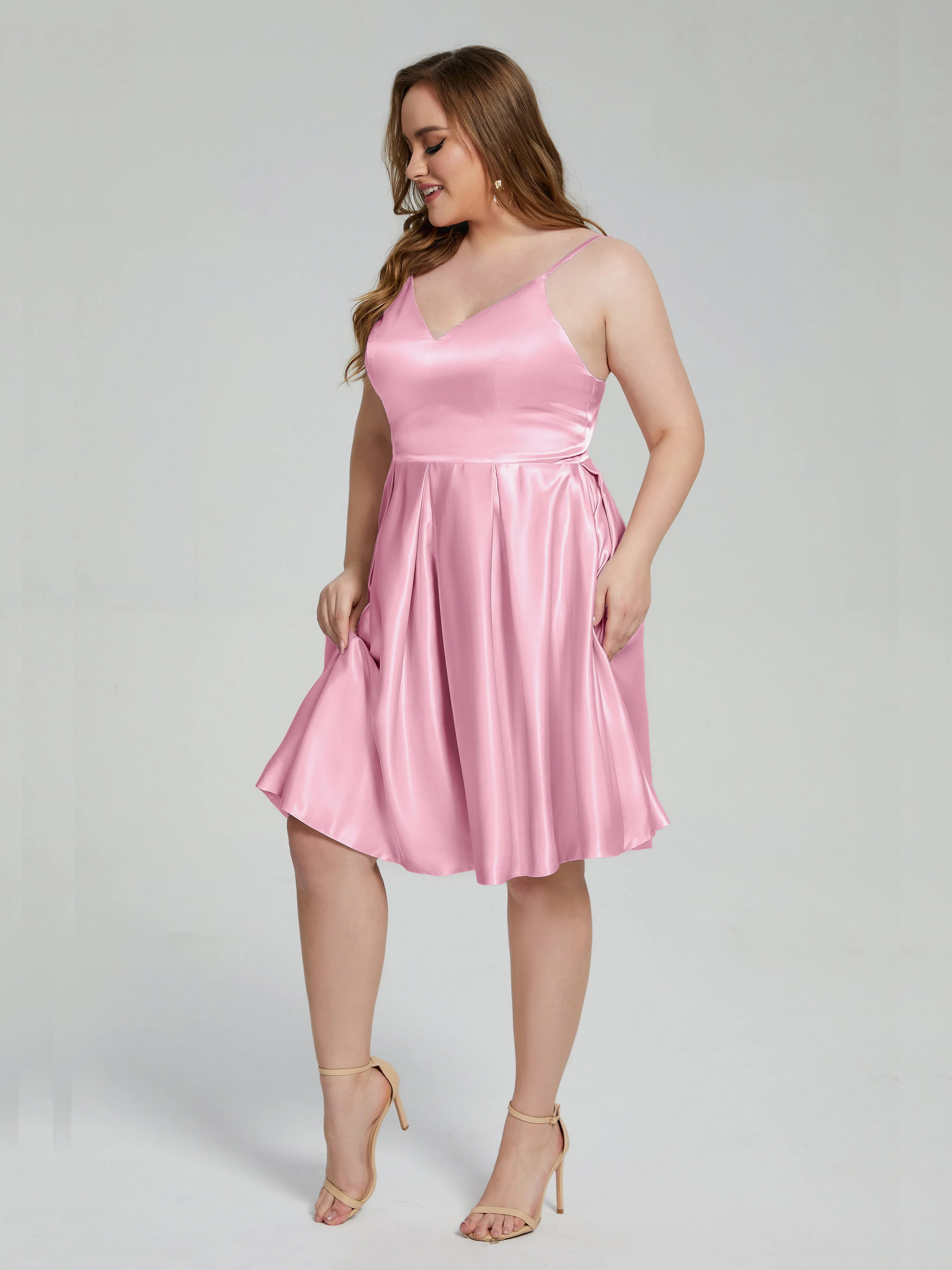 Josie Cute V Neck Short Plus Size Bridesmaid Dresses