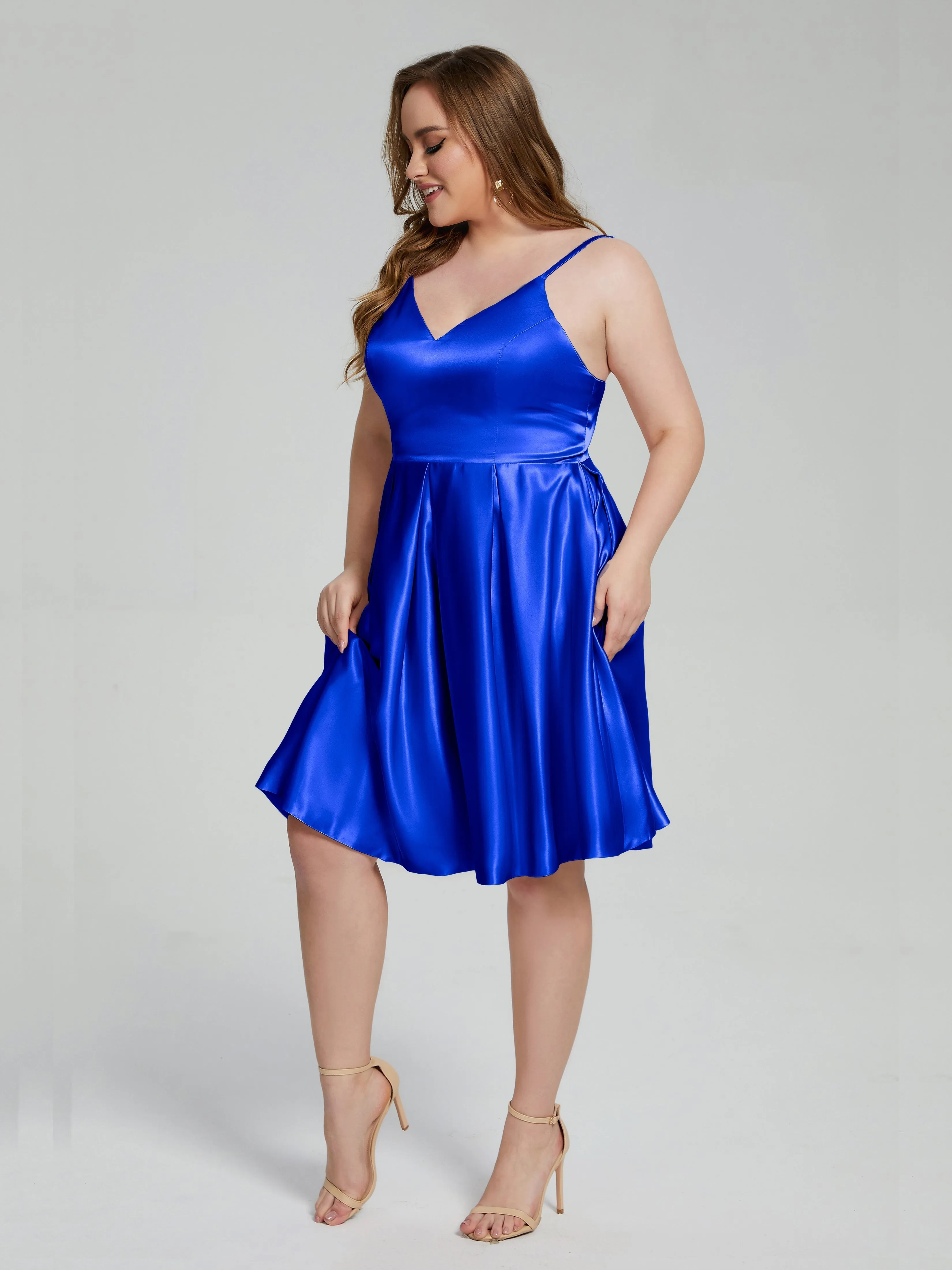 Josie Cute V Neck Short Plus Size Bridesmaid Dresses