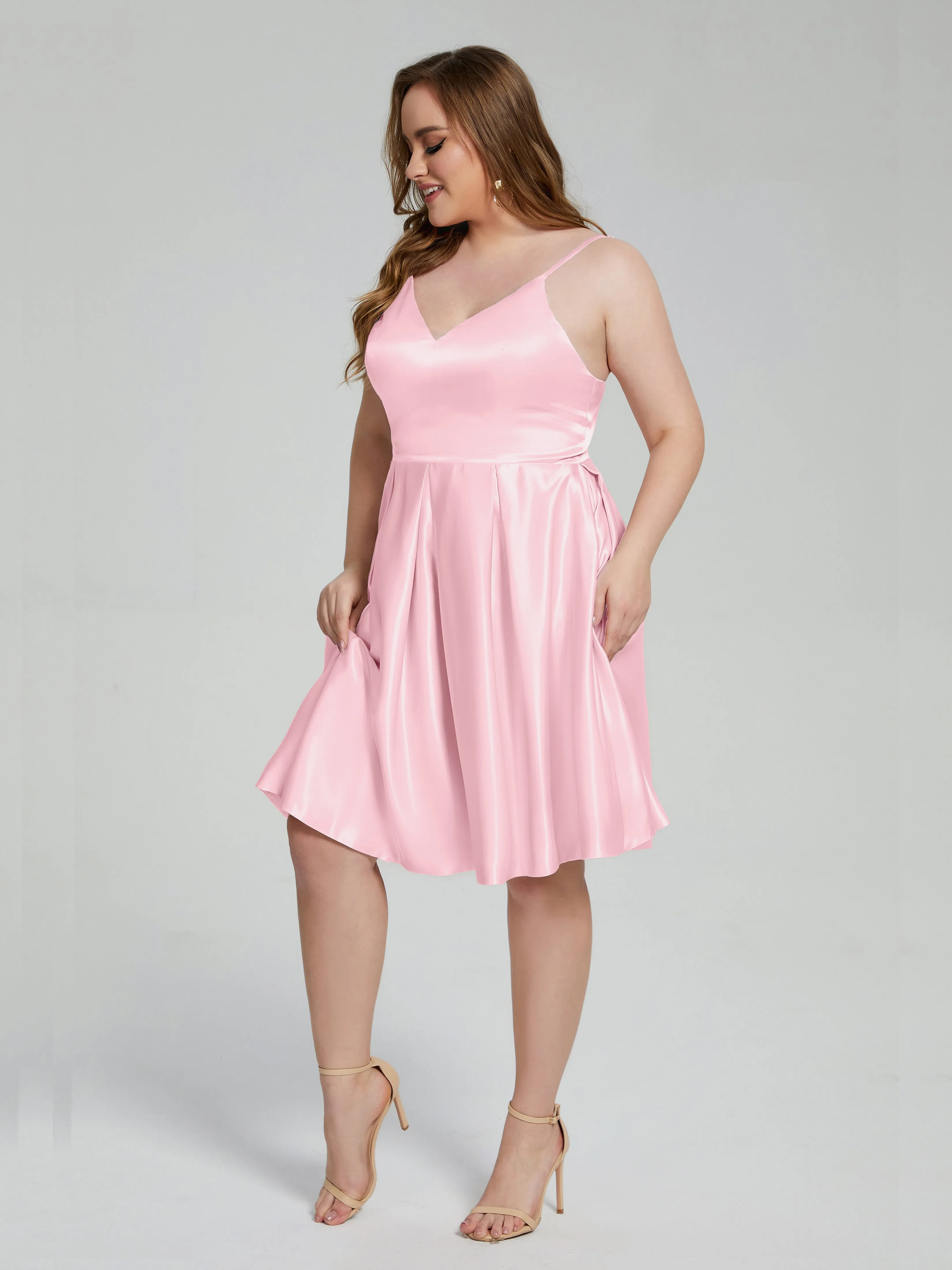 Josie Cute V Neck Short Plus Size Bridesmaid Dresses