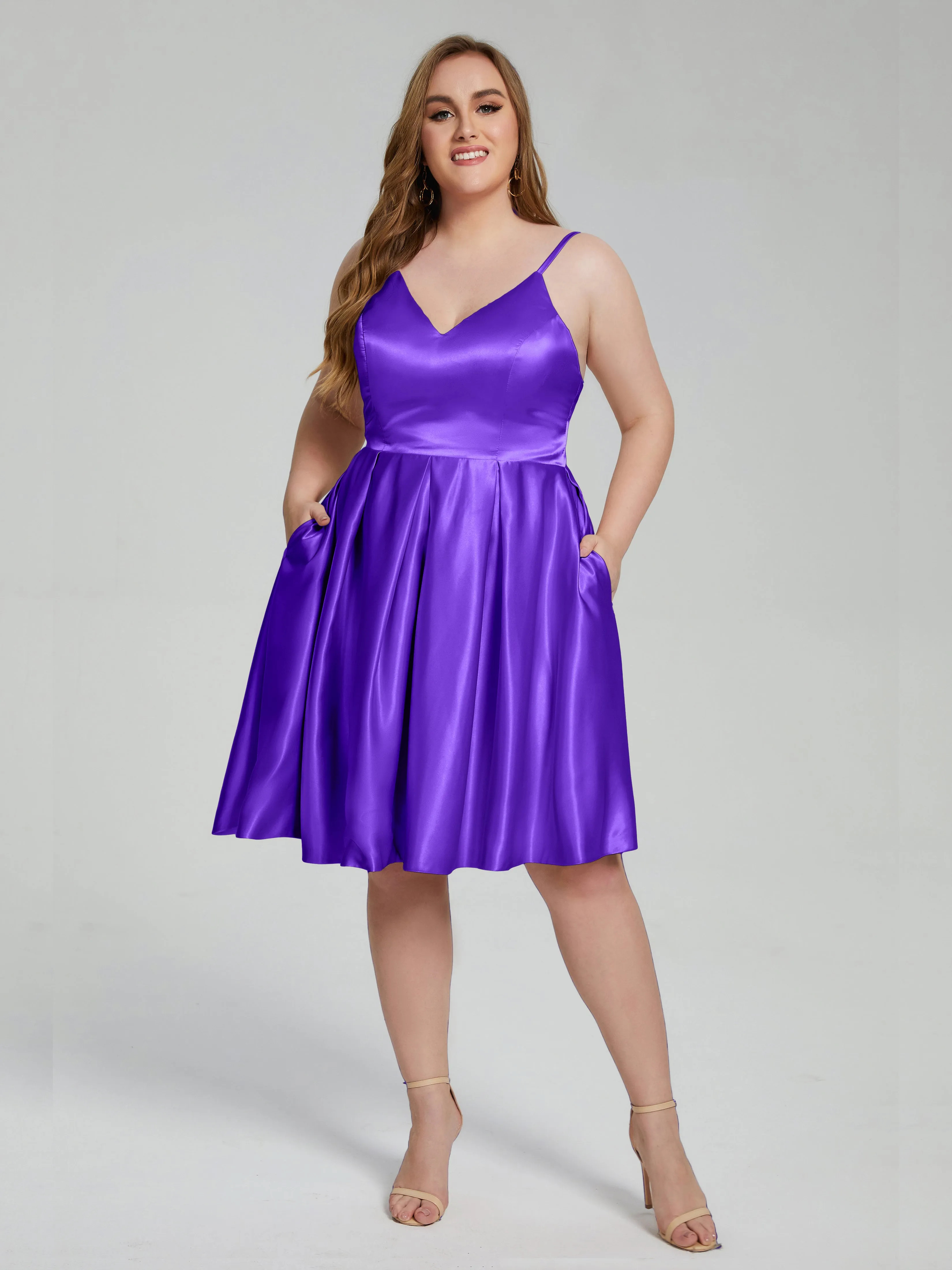 Josie Cute V Neck Short Plus Size Bridesmaid Dresses