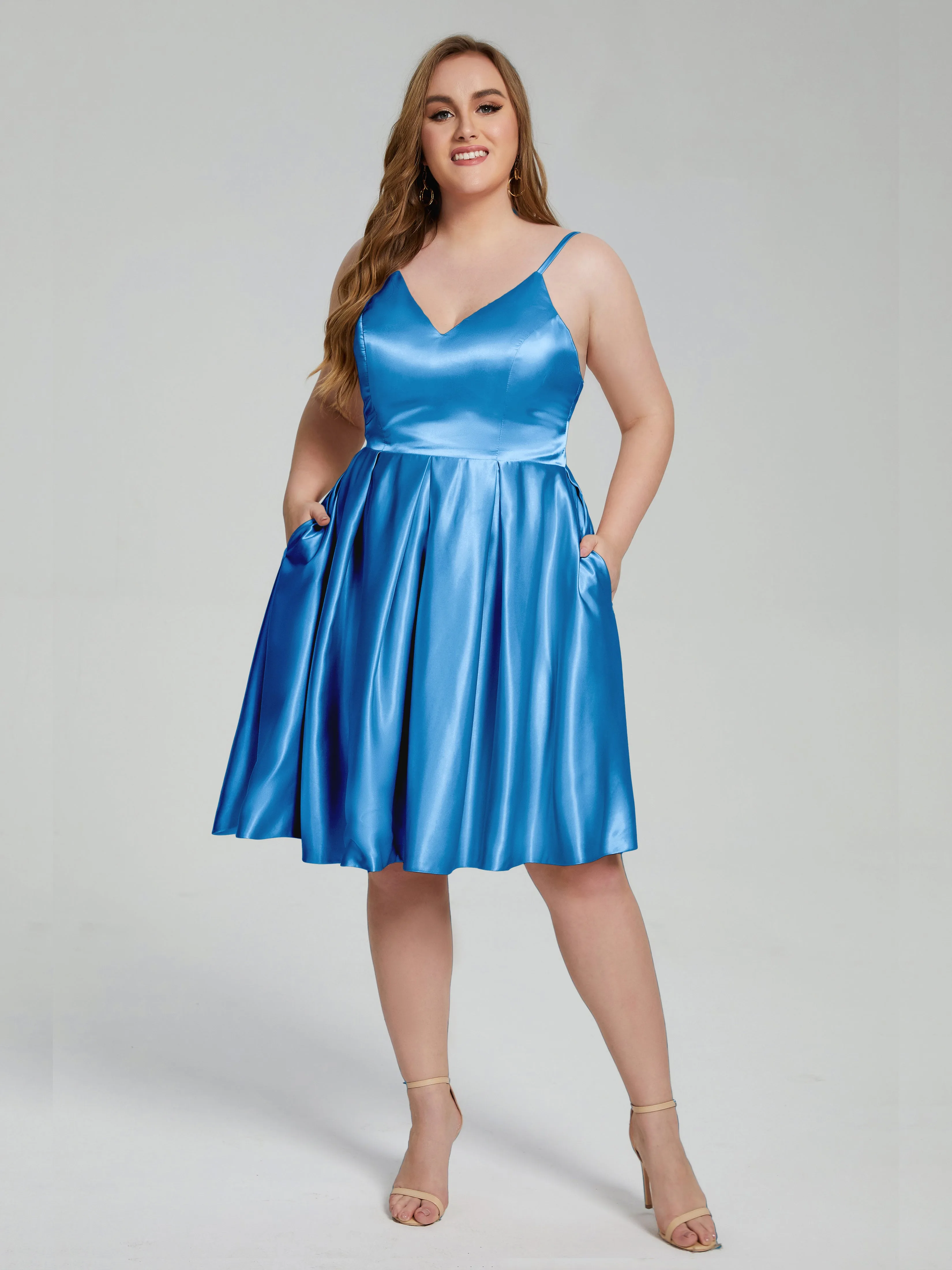 Josie Cute V Neck Short Plus Size Bridesmaid Dresses