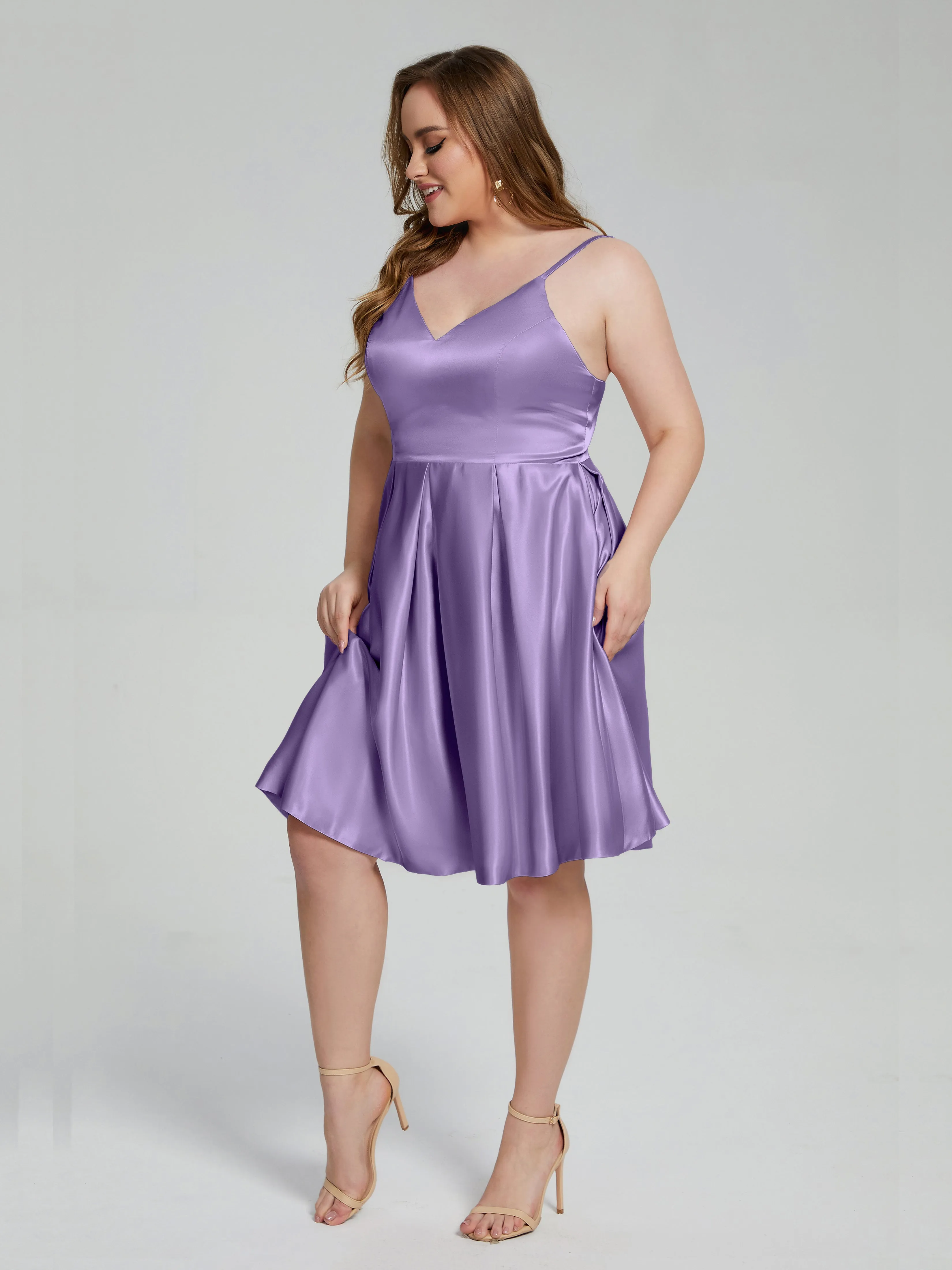 Josie Cute V Neck Short Plus Size Bridesmaid Dresses