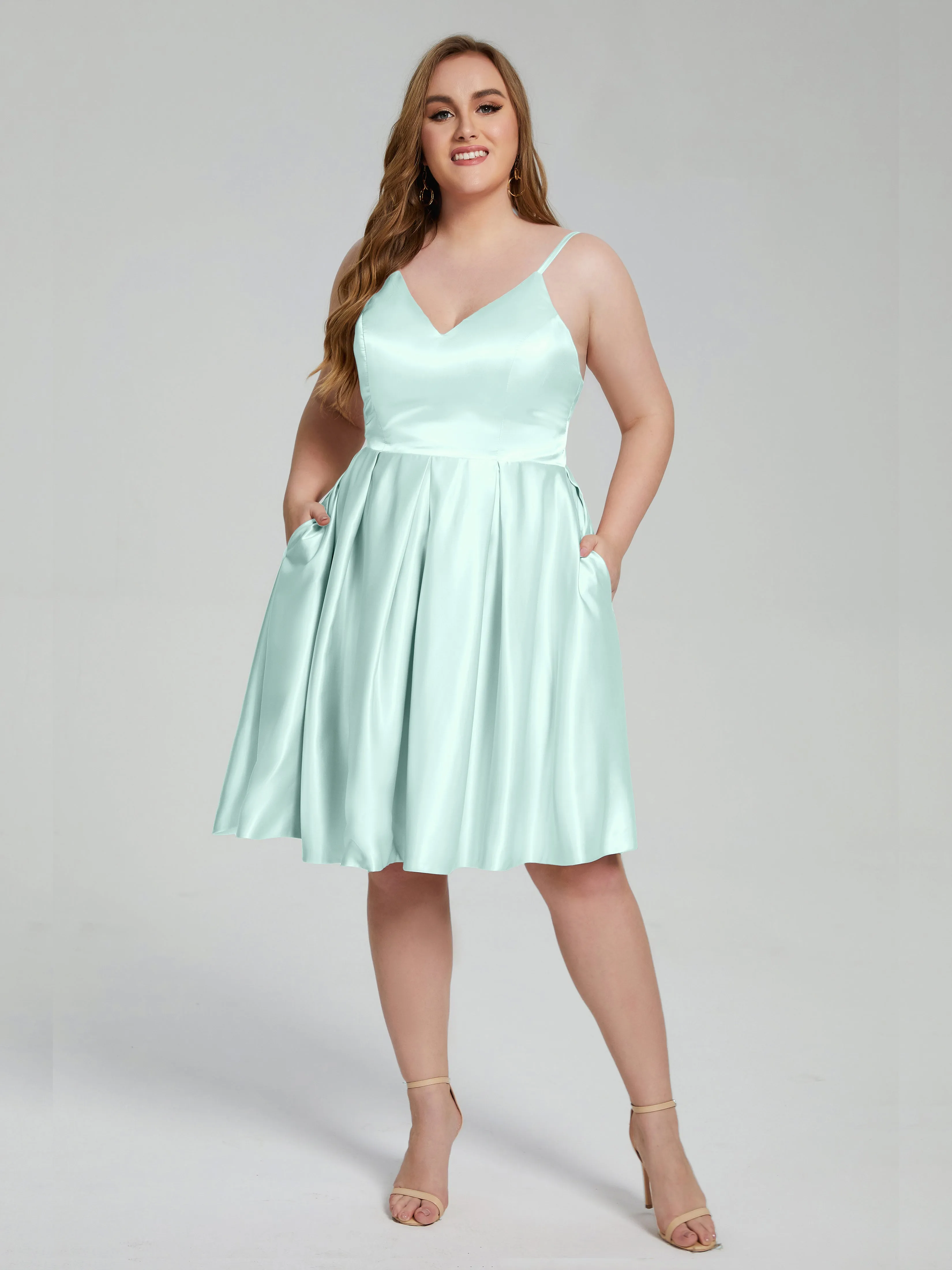 Josie Cute V Neck Short Plus Size Bridesmaid Dresses