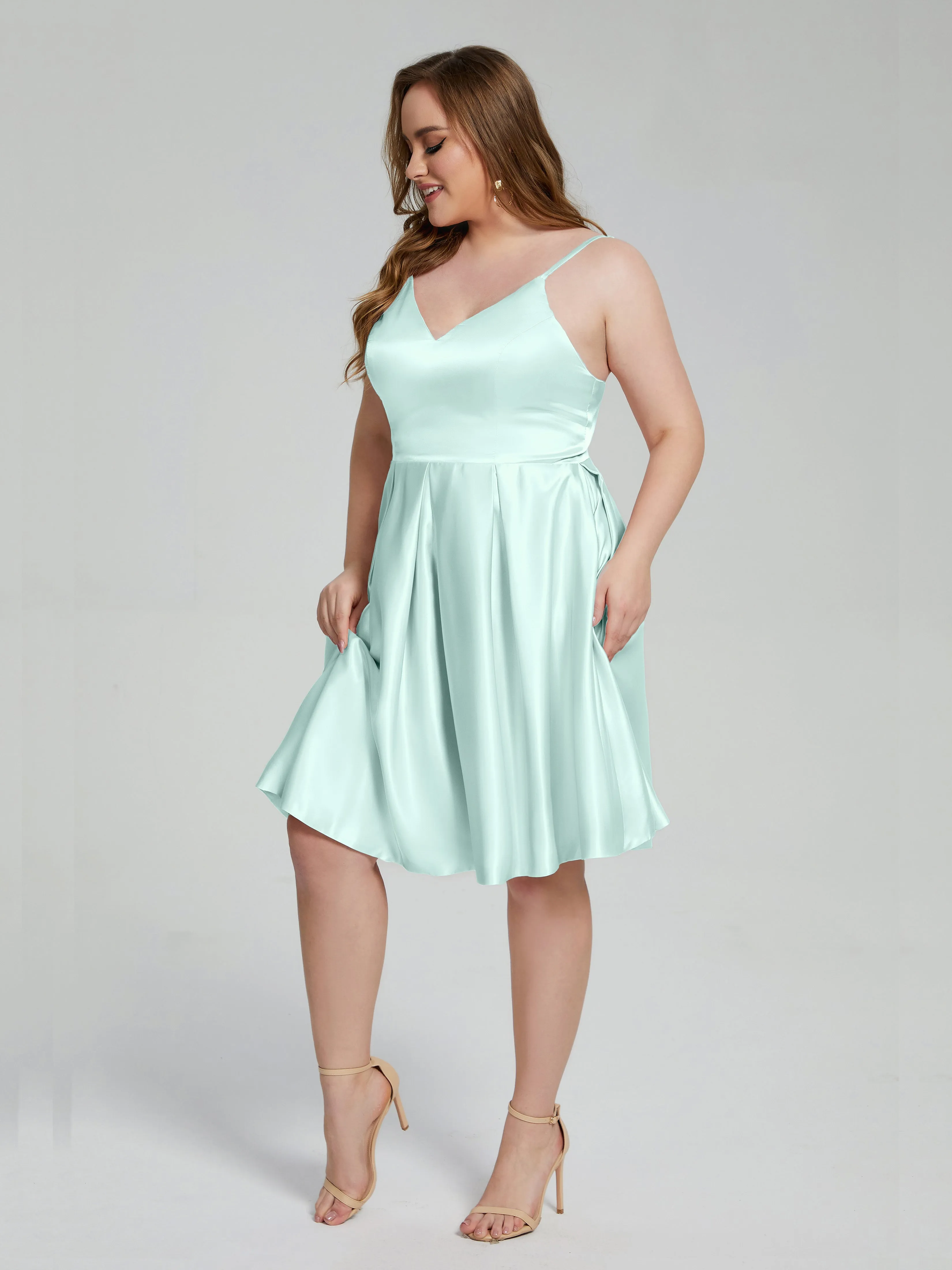 Josie Cute V Neck Short Plus Size Bridesmaid Dresses