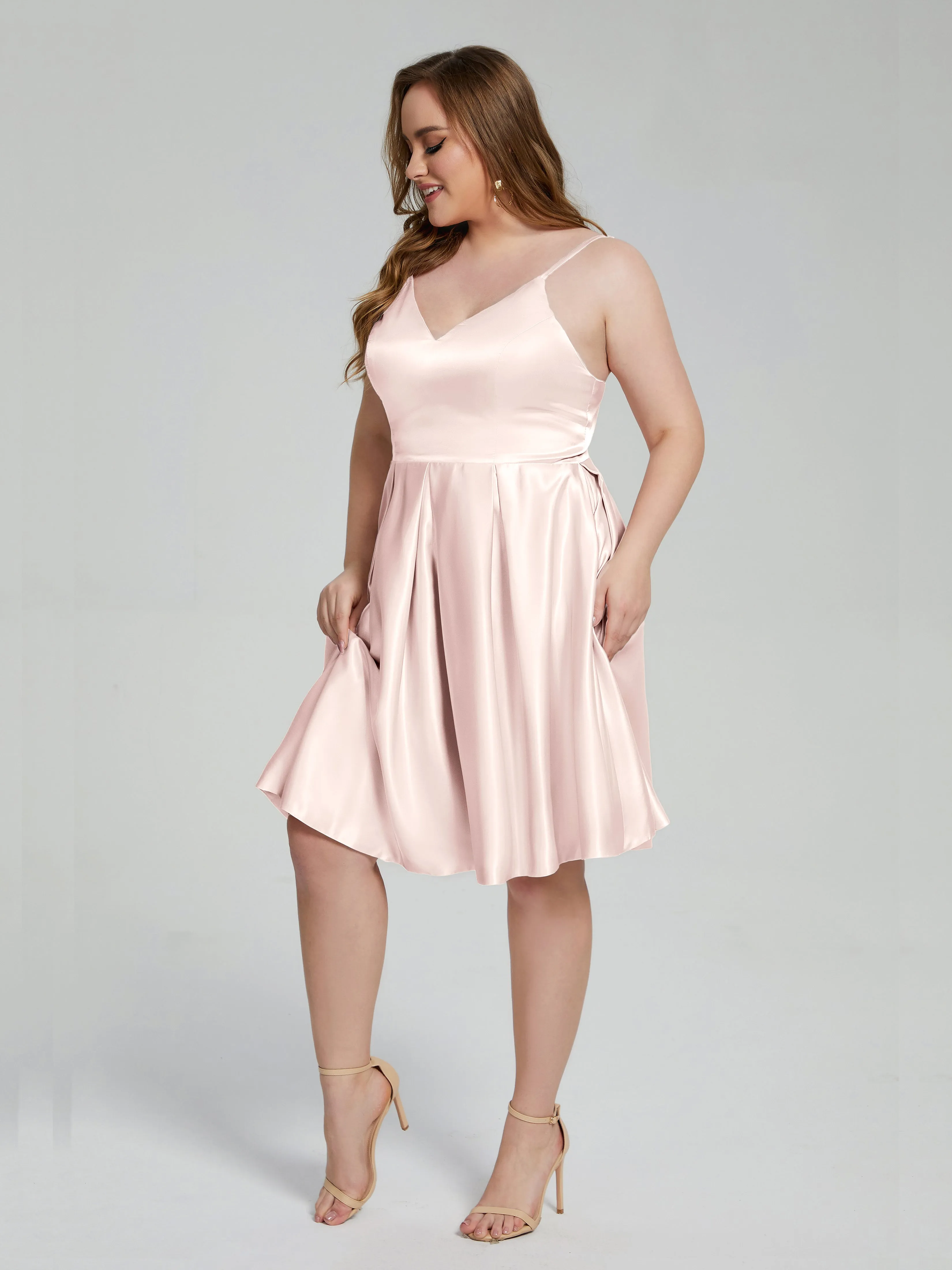 Josie Cute V Neck Short Plus Size Bridesmaid Dresses