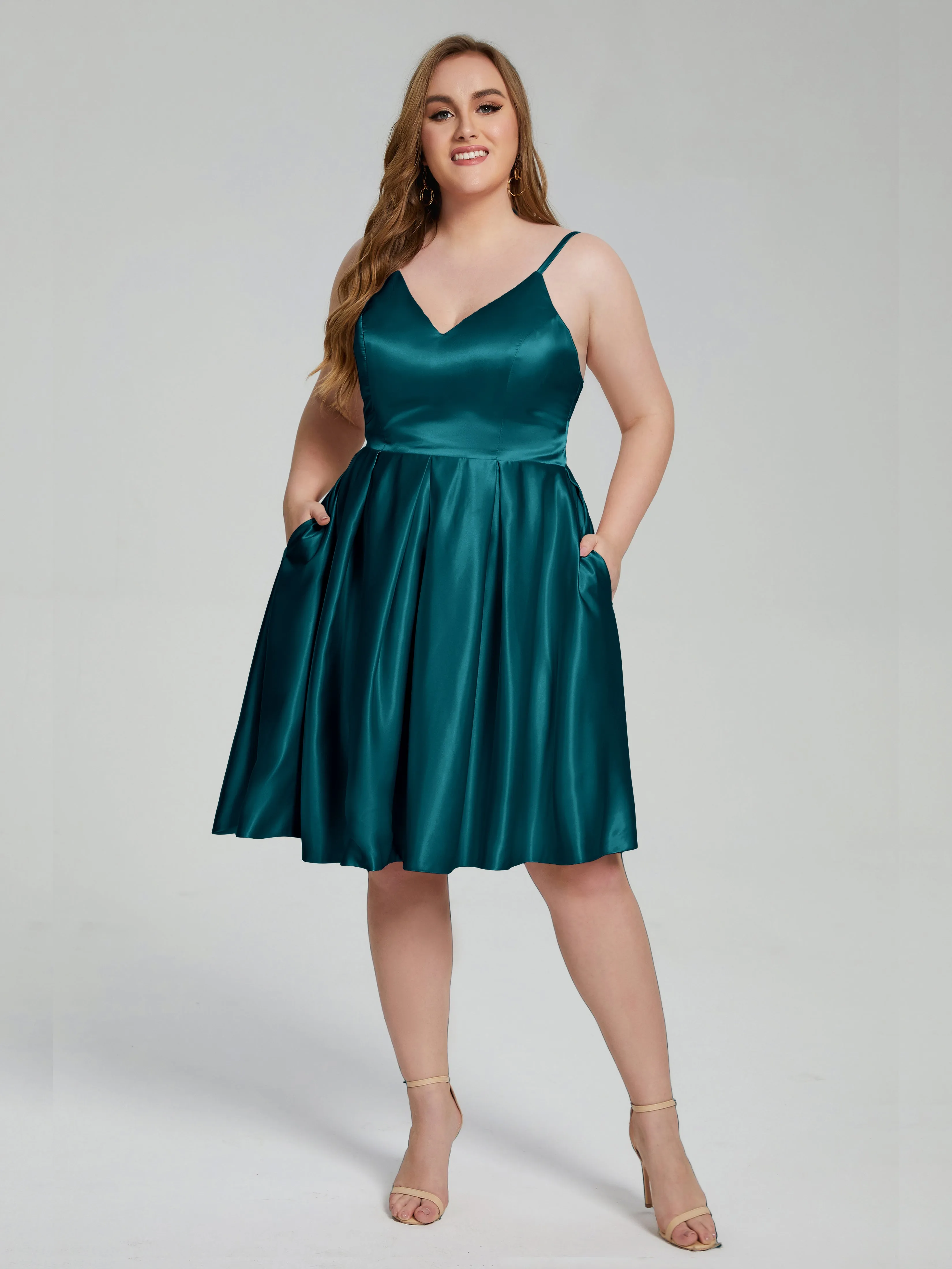 Josie Cute V Neck Short Plus Size Bridesmaid Dresses
