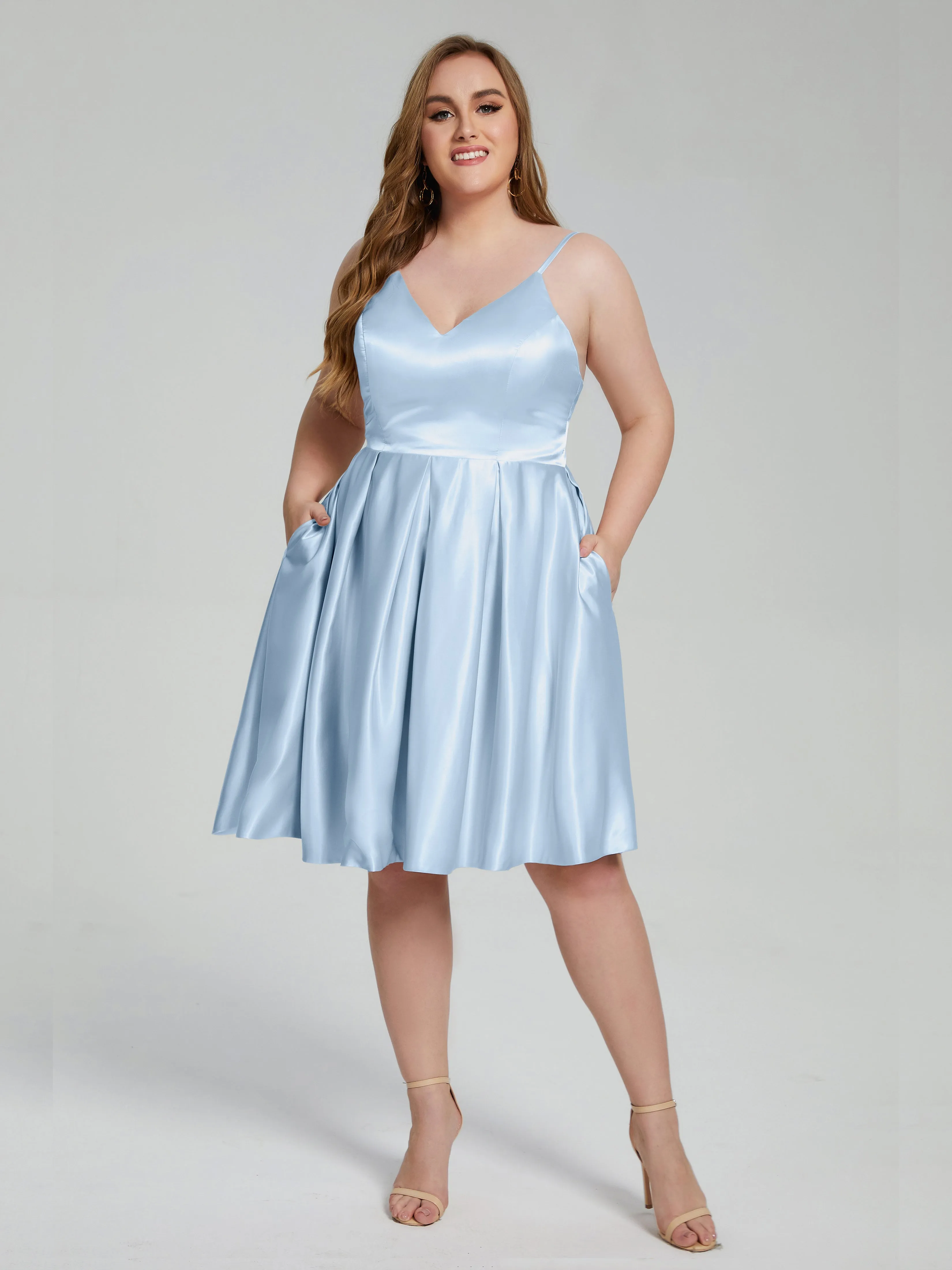 Josie Cute V Neck Short Plus Size Bridesmaid Dresses