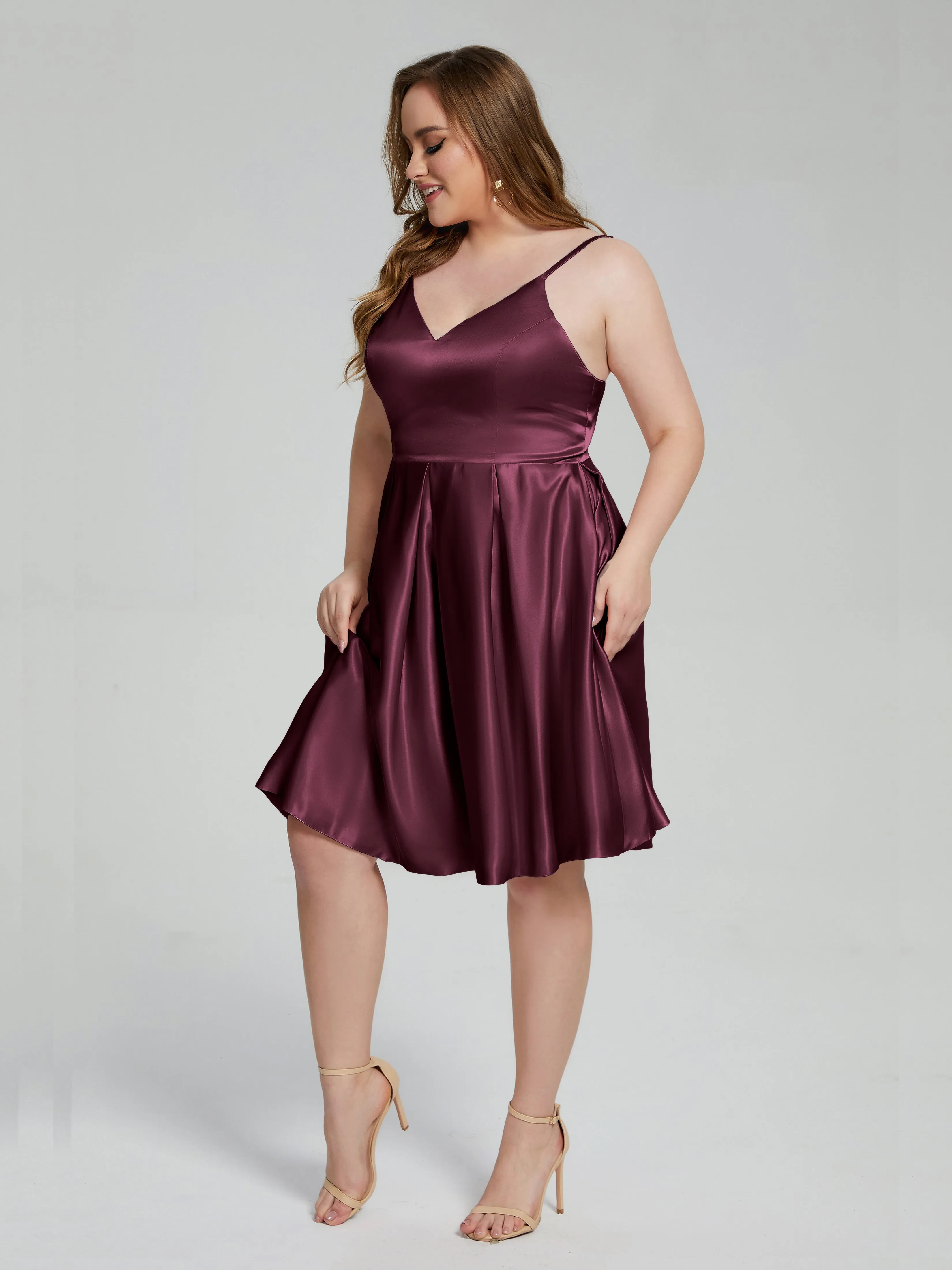 Josie Cute V Neck Short Plus Size Bridesmaid Dresses