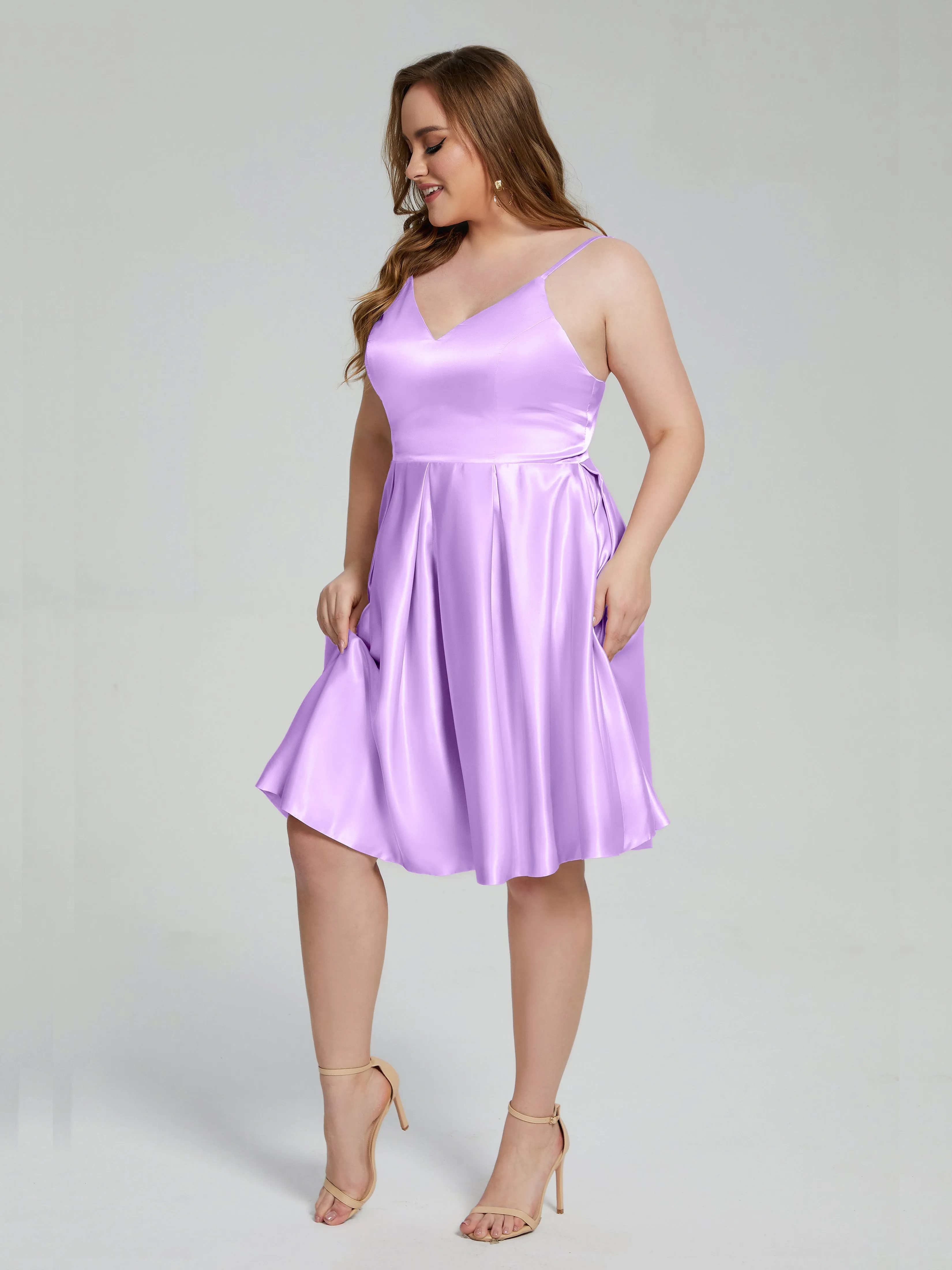 Josie Cute V Neck Short Plus Size Bridesmaid Dresses