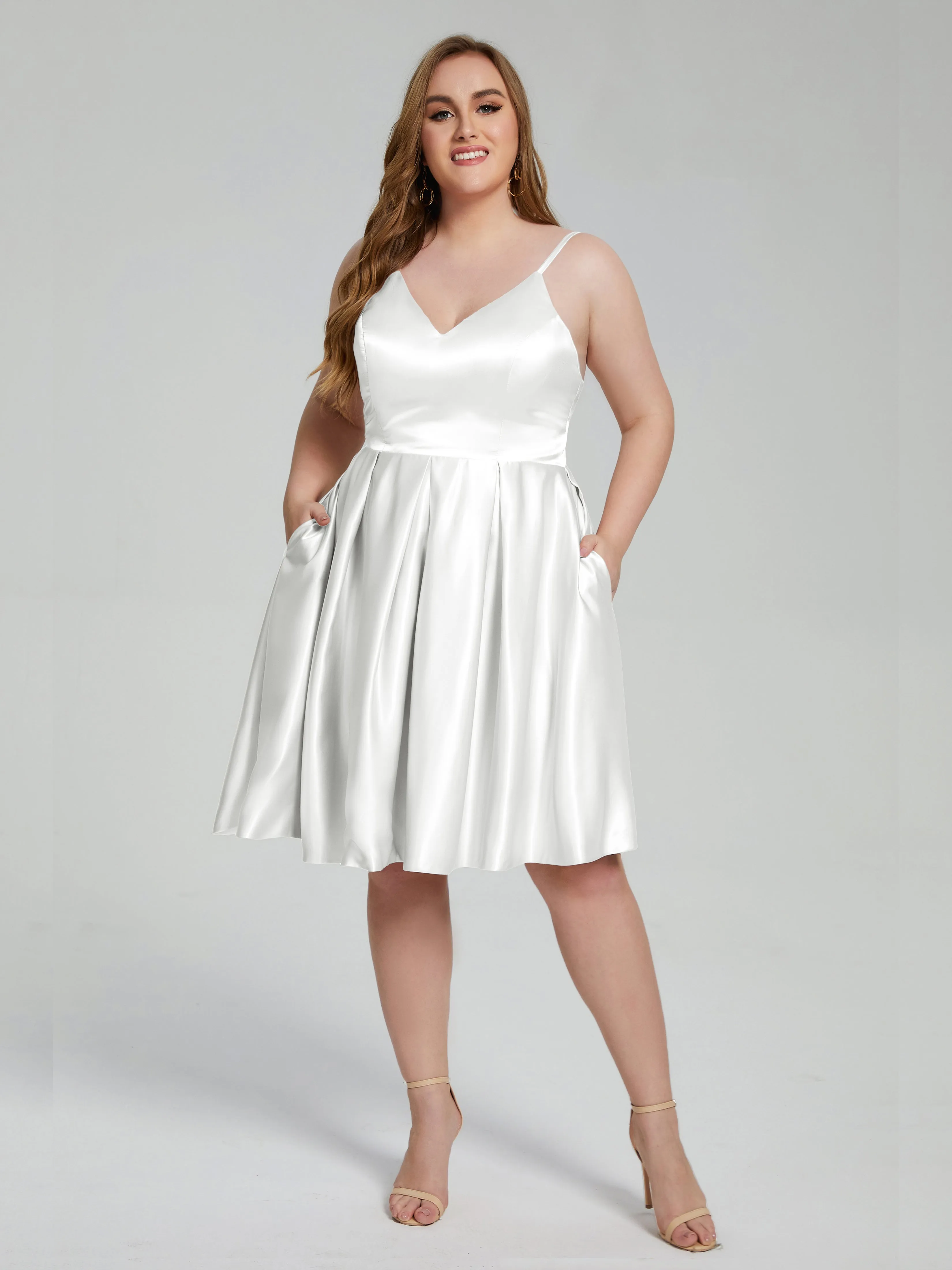 Josie Cute V Neck Short Plus Size Bridesmaid Dresses