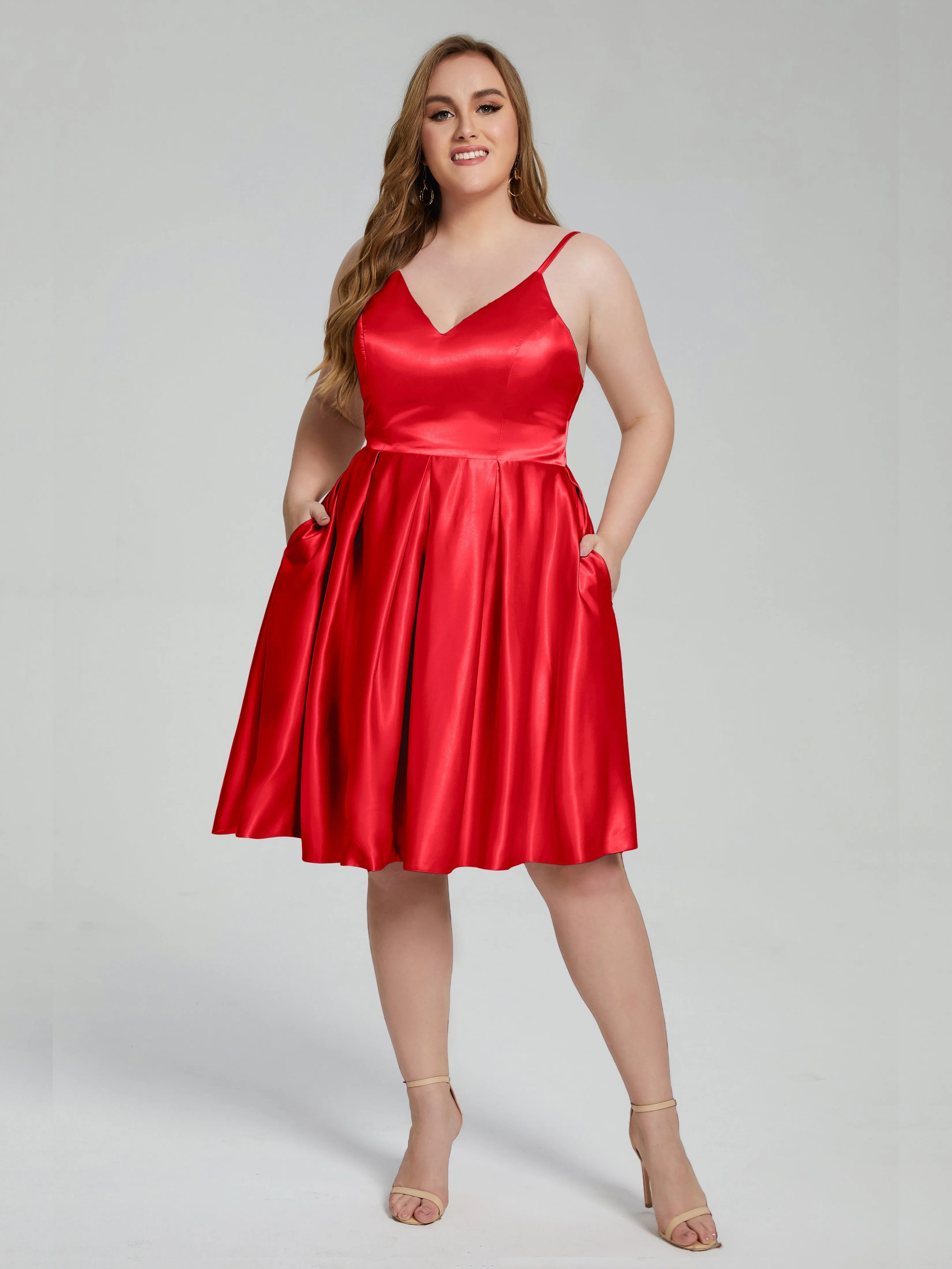 Josie Cute V Neck Short Plus Size Bridesmaid Dresses