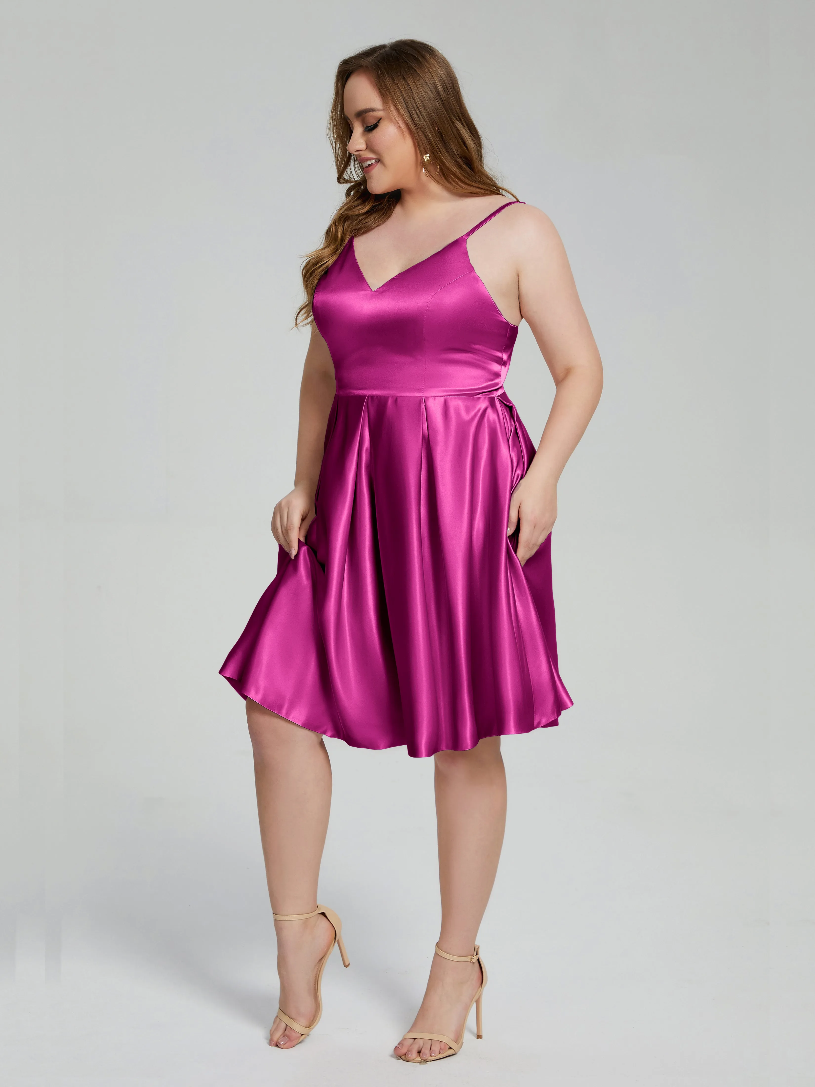Josie Cute V Neck Short Plus Size Bridesmaid Dresses