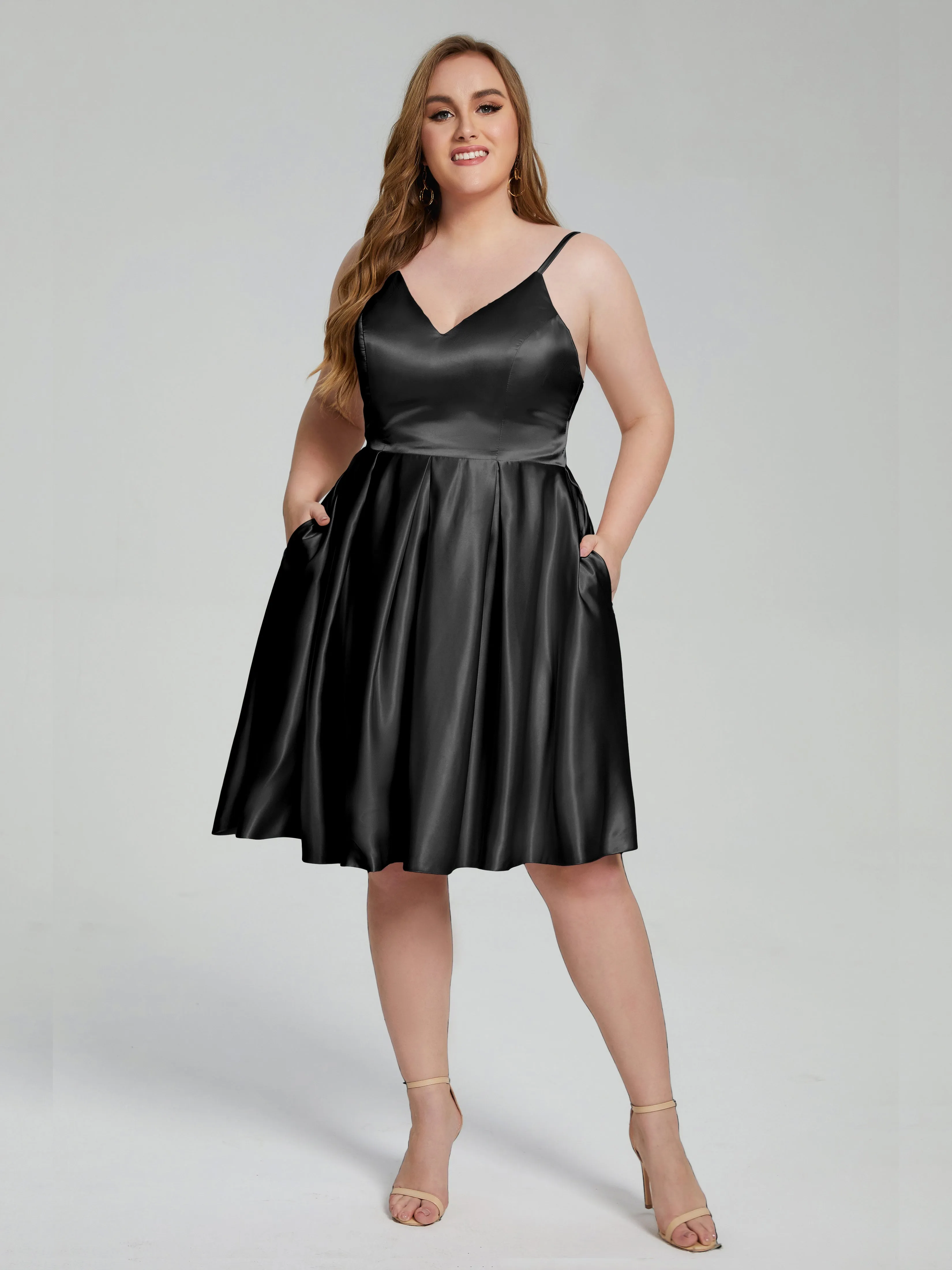 Josie Cute V Neck Short Plus Size Bridesmaid Dresses