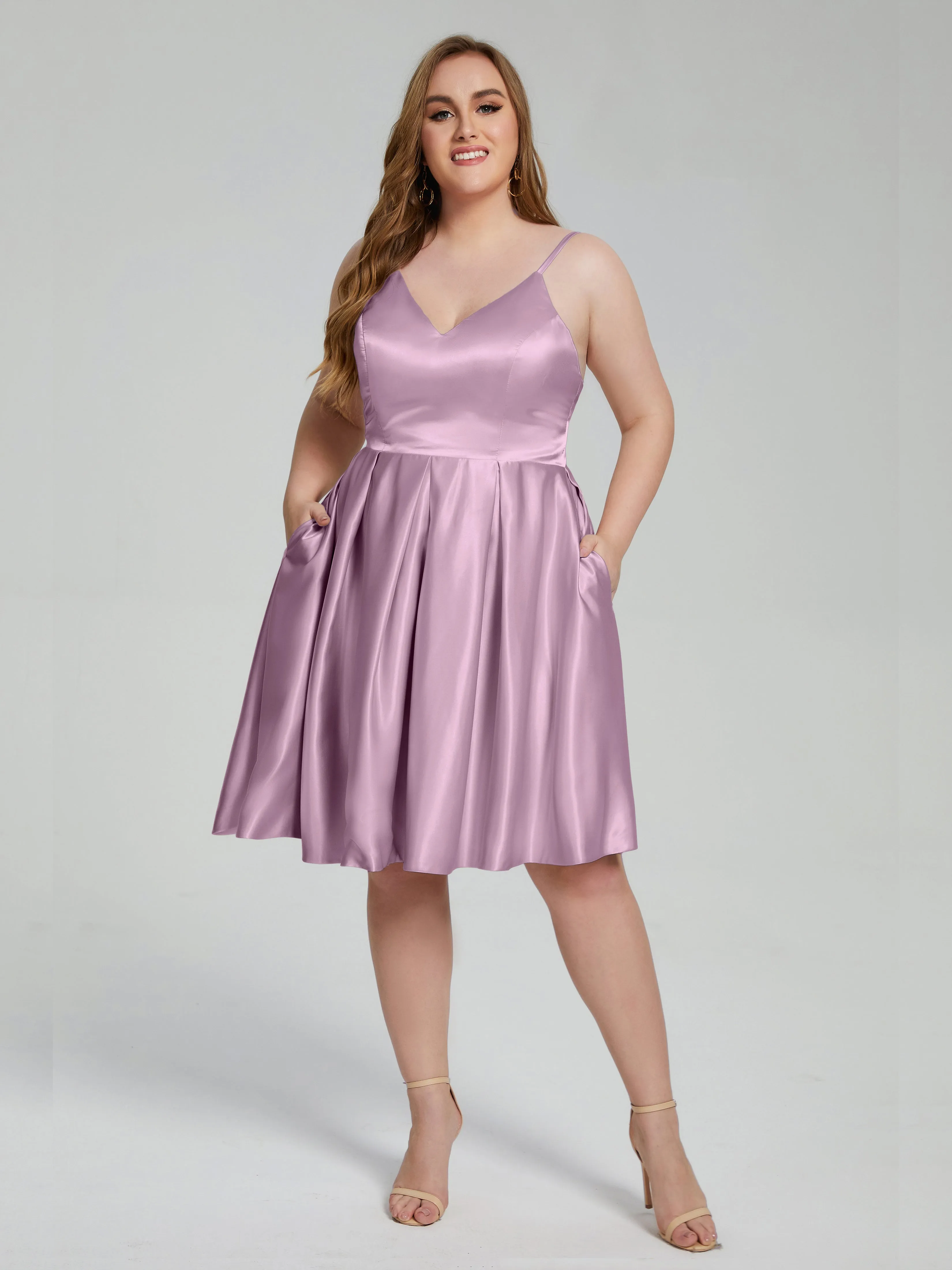 Josie Cute V Neck Short Plus Size Bridesmaid Dresses