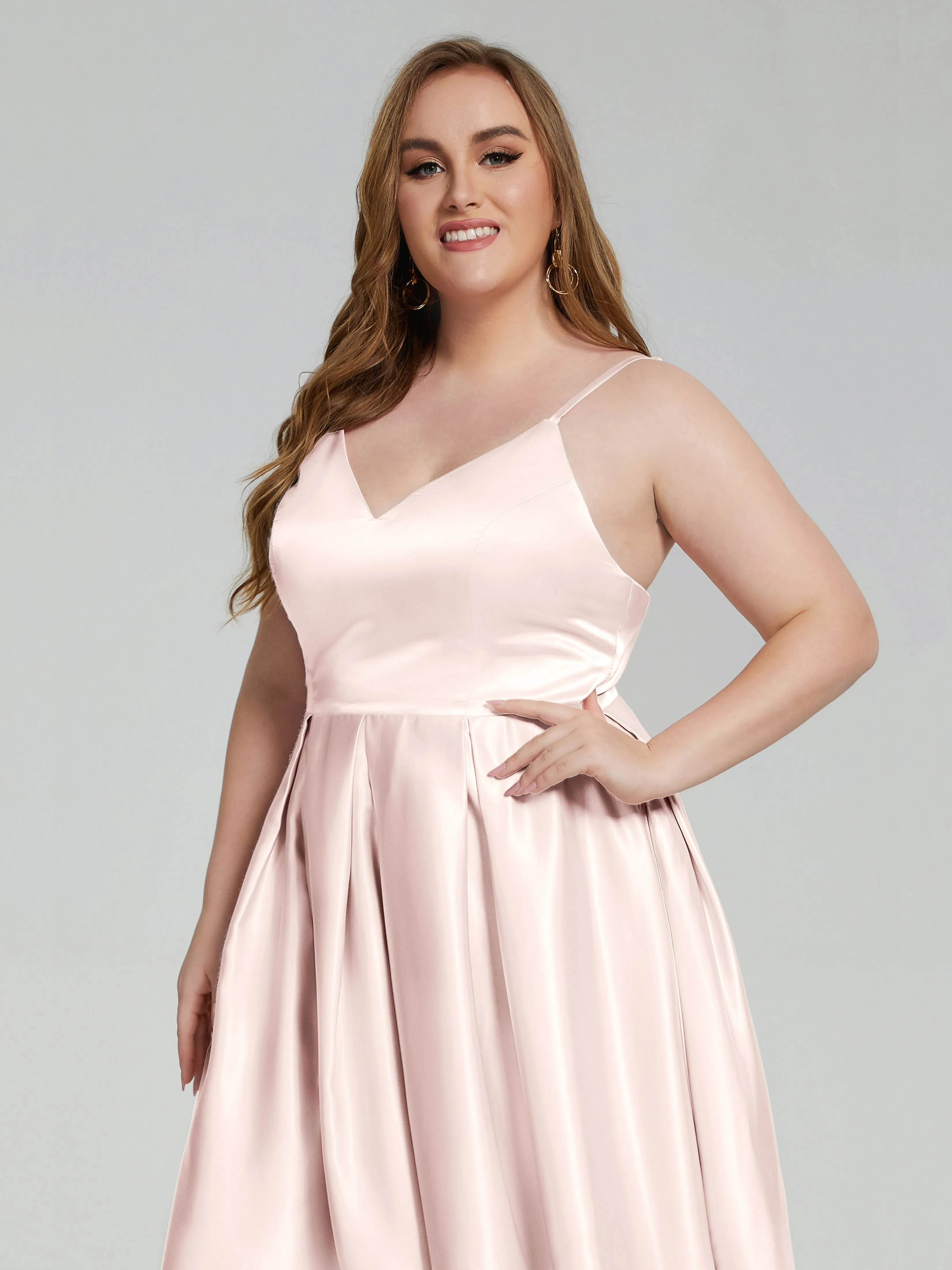 Josie Cute V Neck Short Plus Size Bridesmaid Dresses