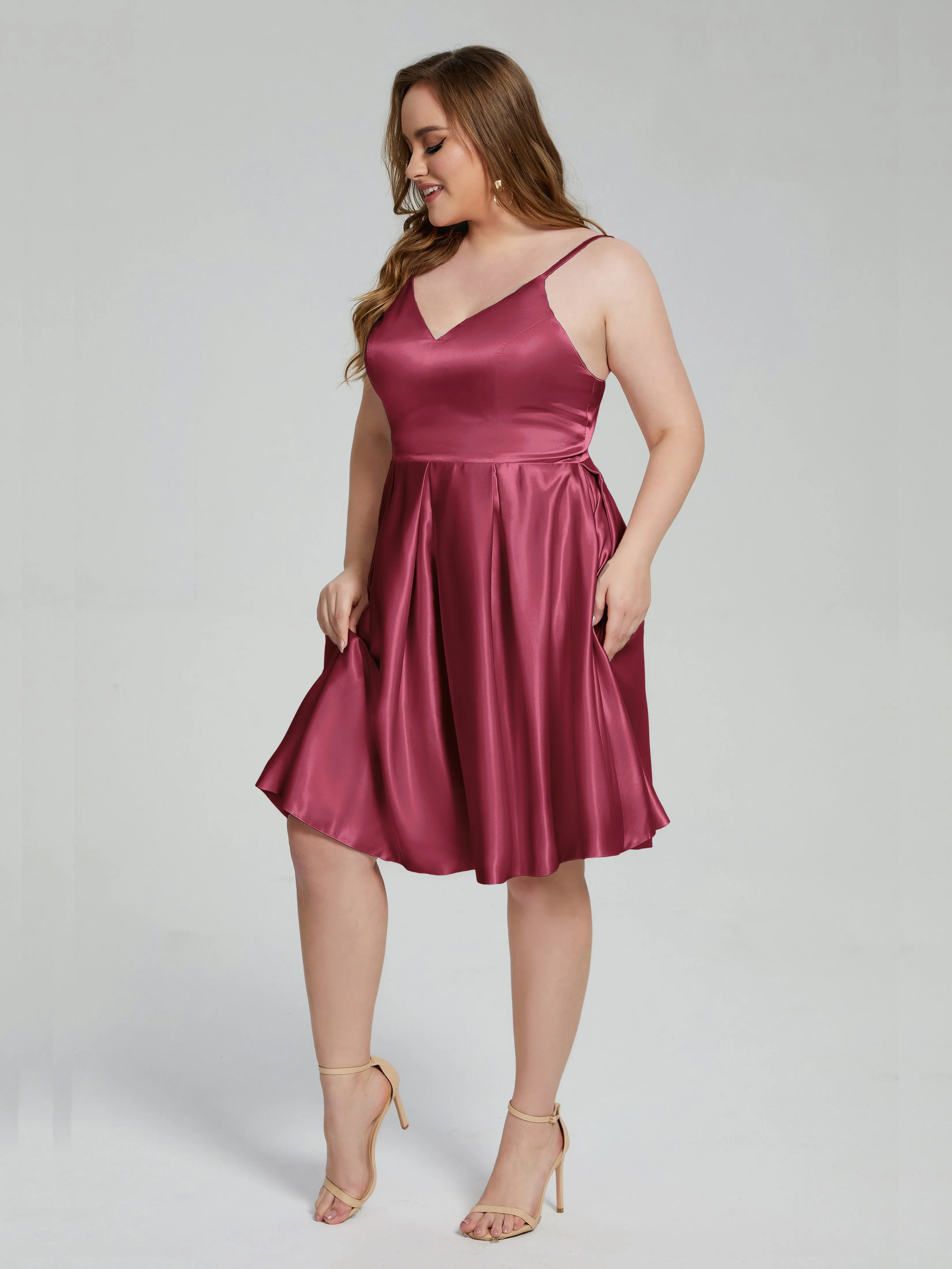 Josie Cute V Neck Short Plus Size Bridesmaid Dresses