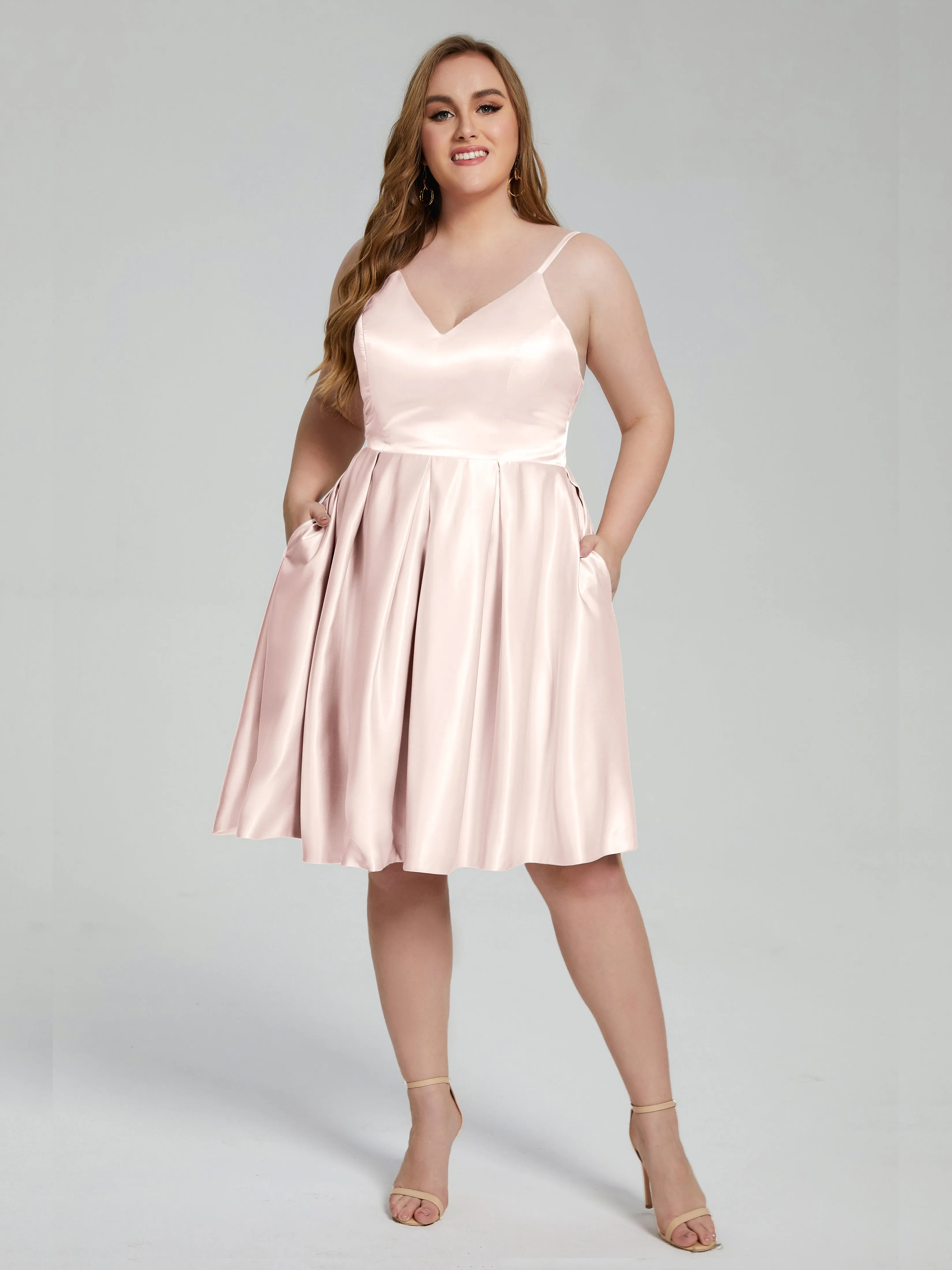 Josie Cute V Neck Short Plus Size Bridesmaid Dresses