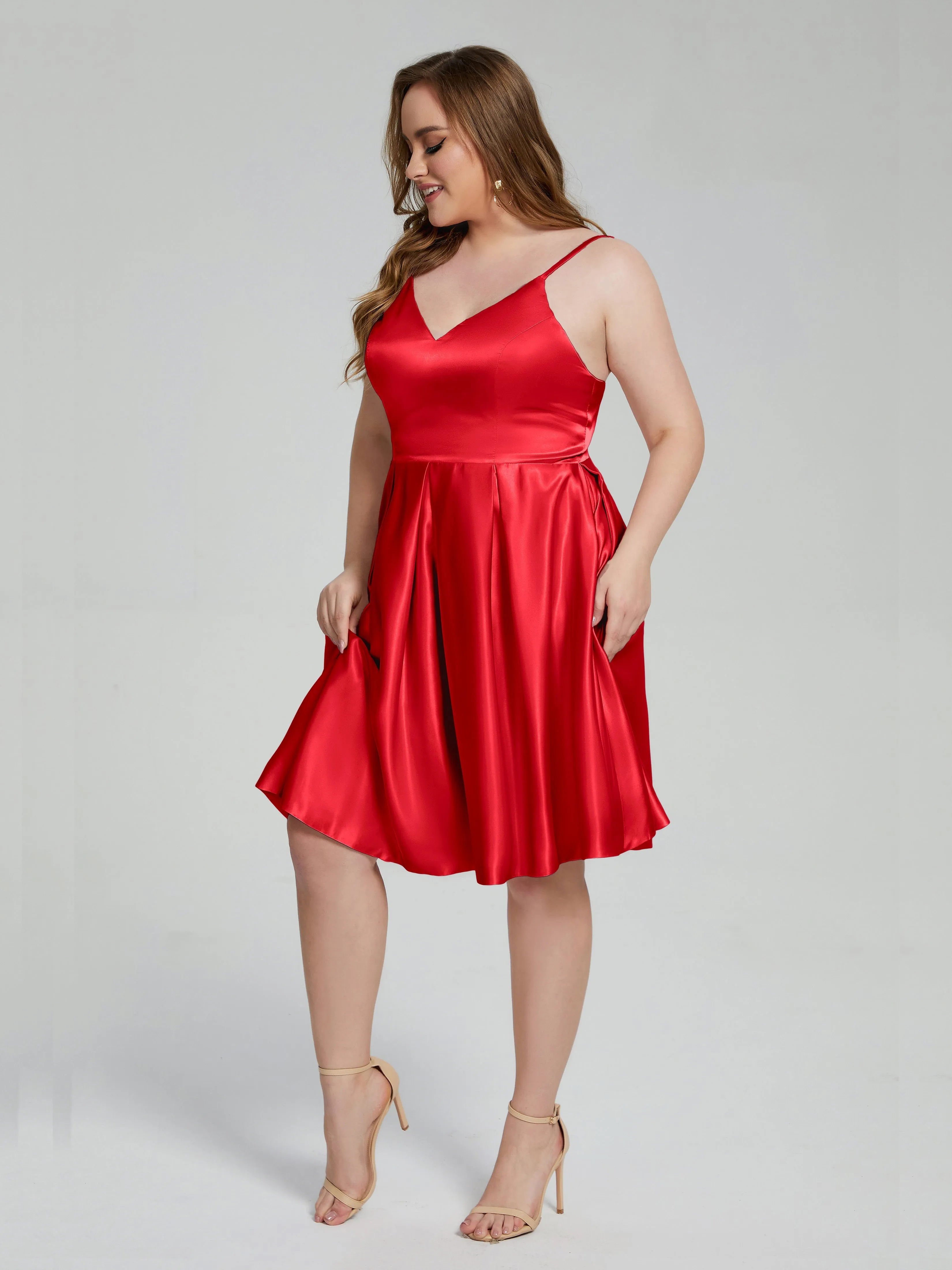 Josie Cute V Neck Short Plus Size Bridesmaid Dresses