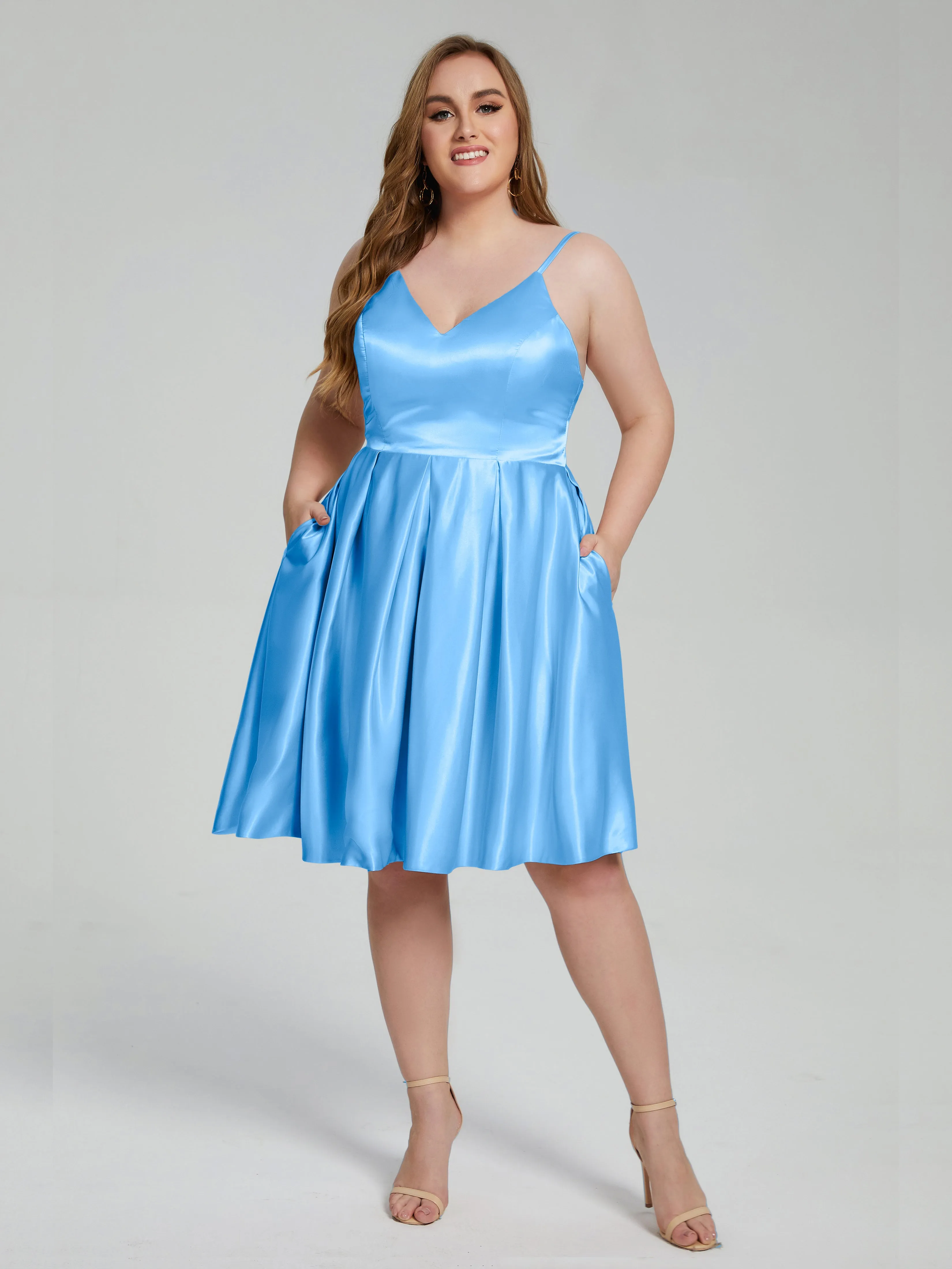 Josie Cute V Neck Short Plus Size Bridesmaid Dresses