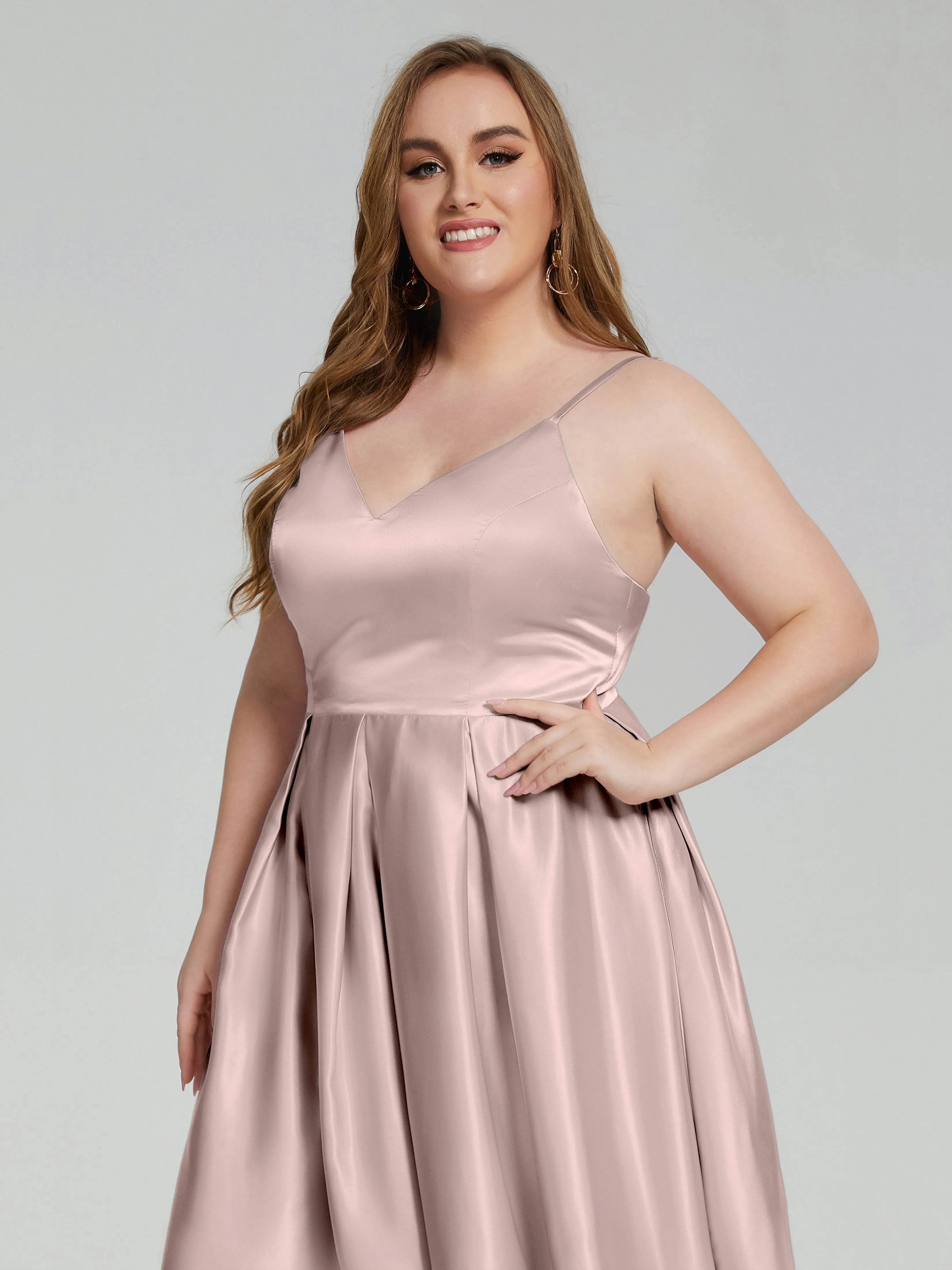 Josie Cute V Neck Short Plus Size Bridesmaid Dresses