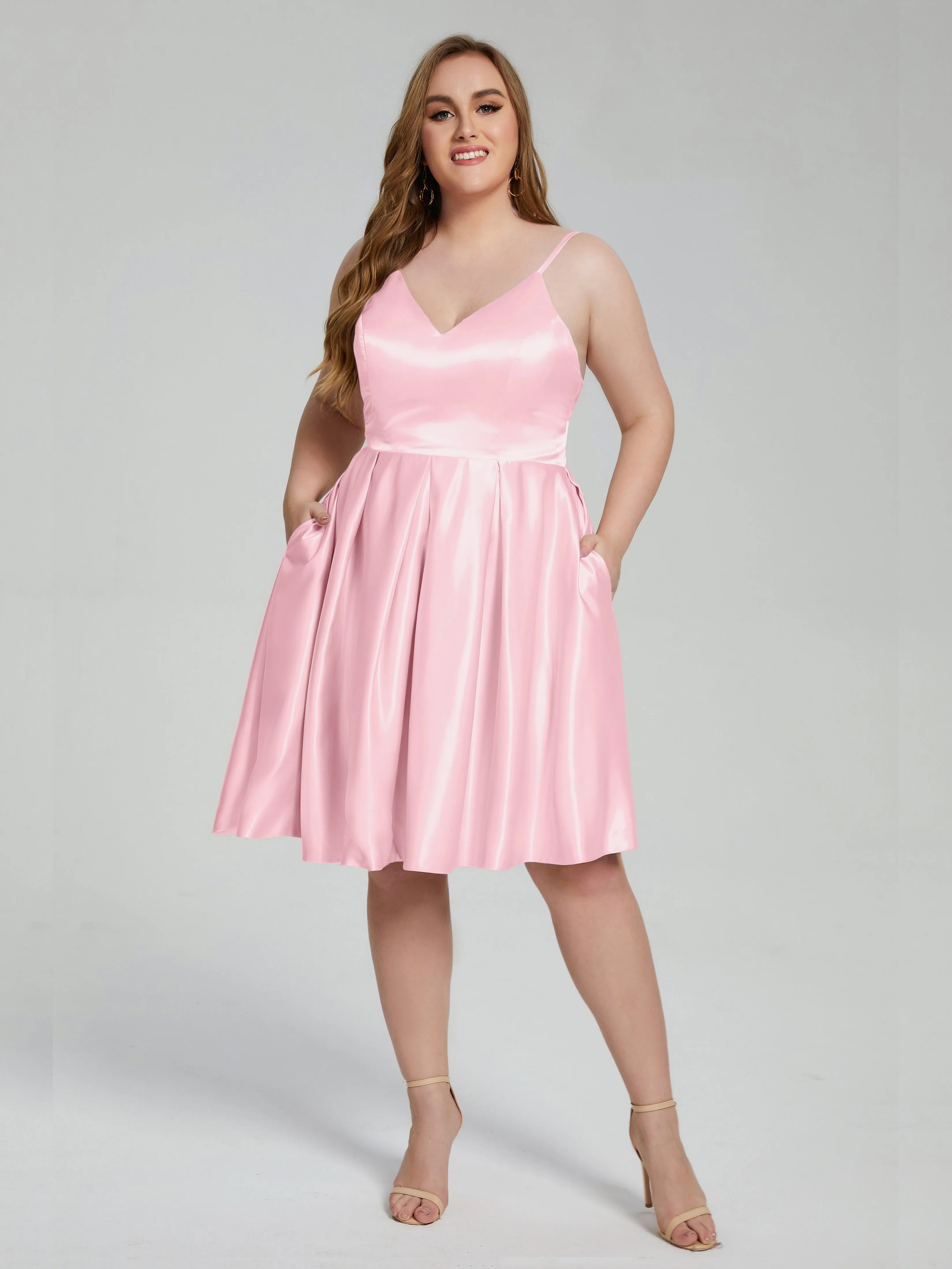 Josie Cute V Neck Short Plus Size Bridesmaid Dresses