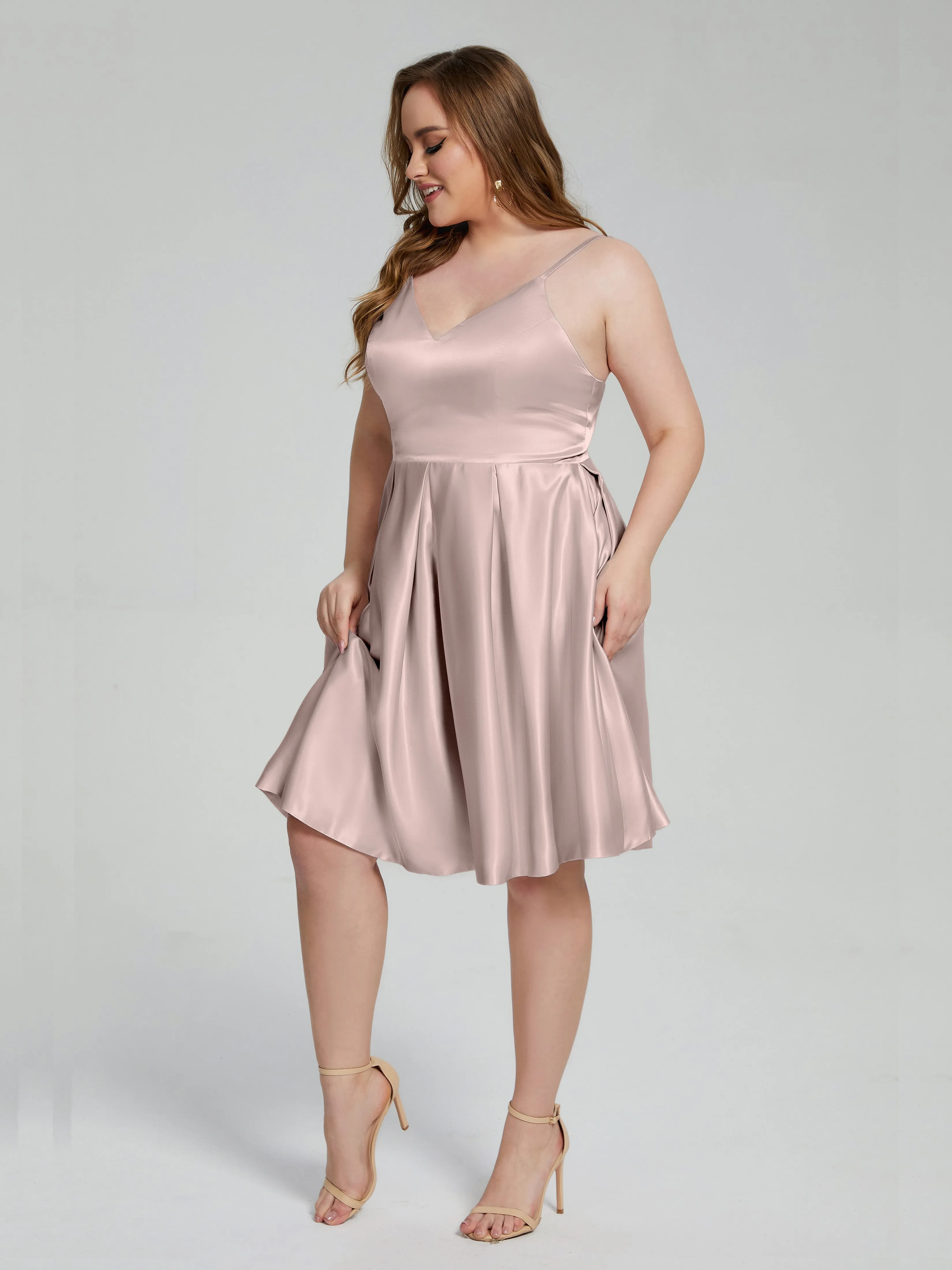 Josie Cute V Neck Short Plus Size Bridesmaid Dresses