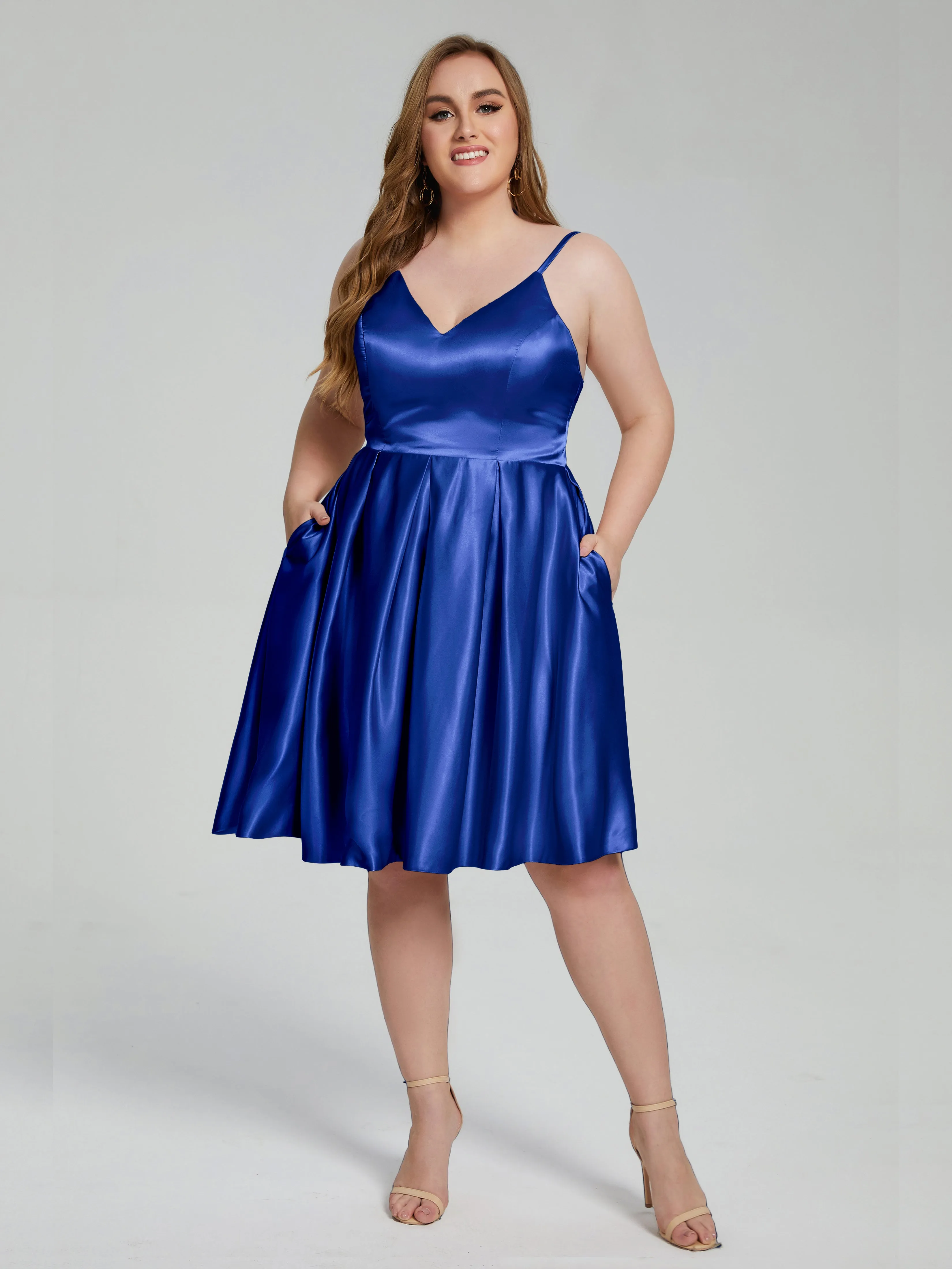 Josie Cute V Neck Short Plus Size Bridesmaid Dresses