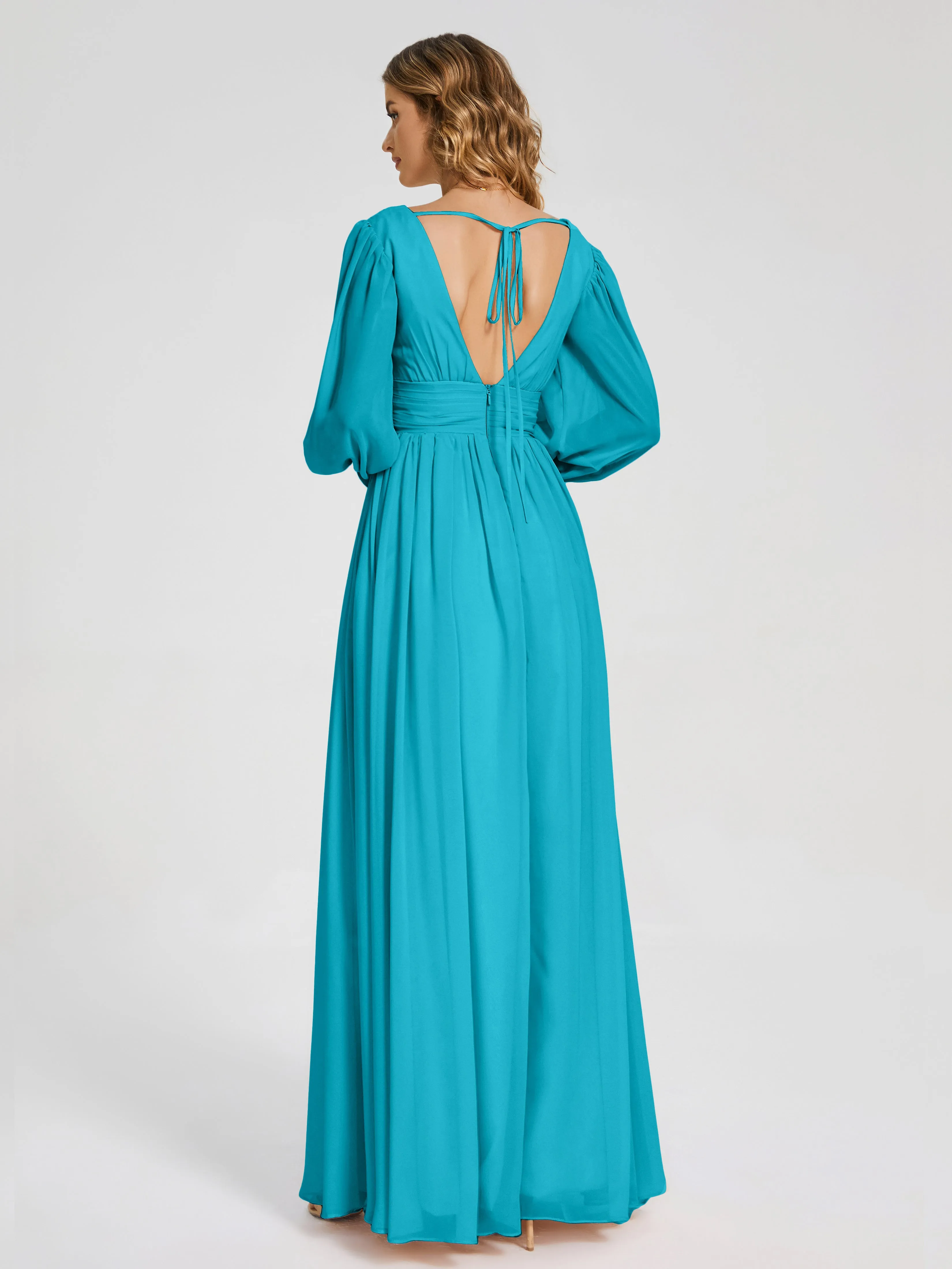 Journey Long Sleeves Split Chiffon Bridesmaid Dresses