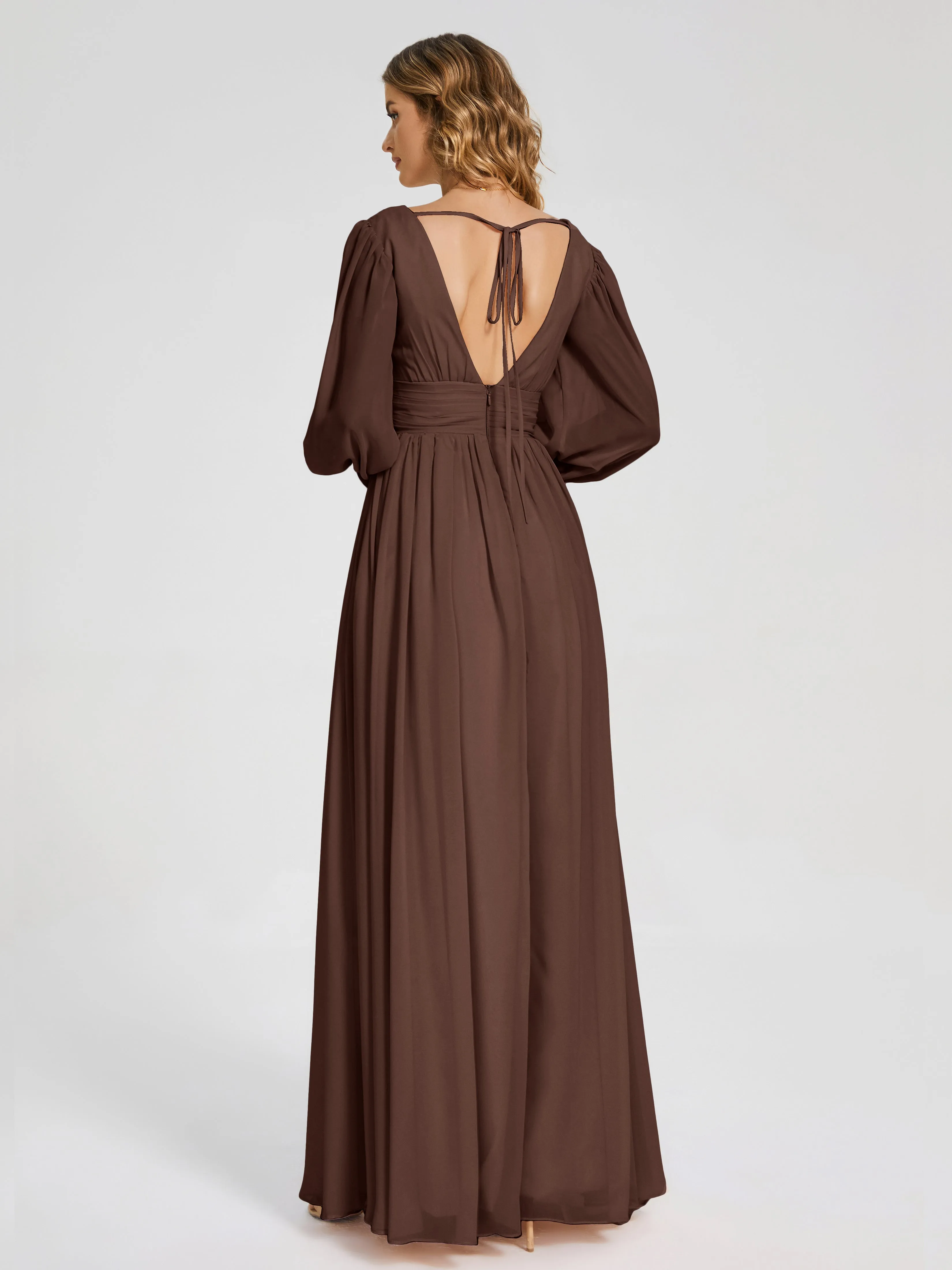 Journey Long Sleeves Split Chiffon Bridesmaid Dresses