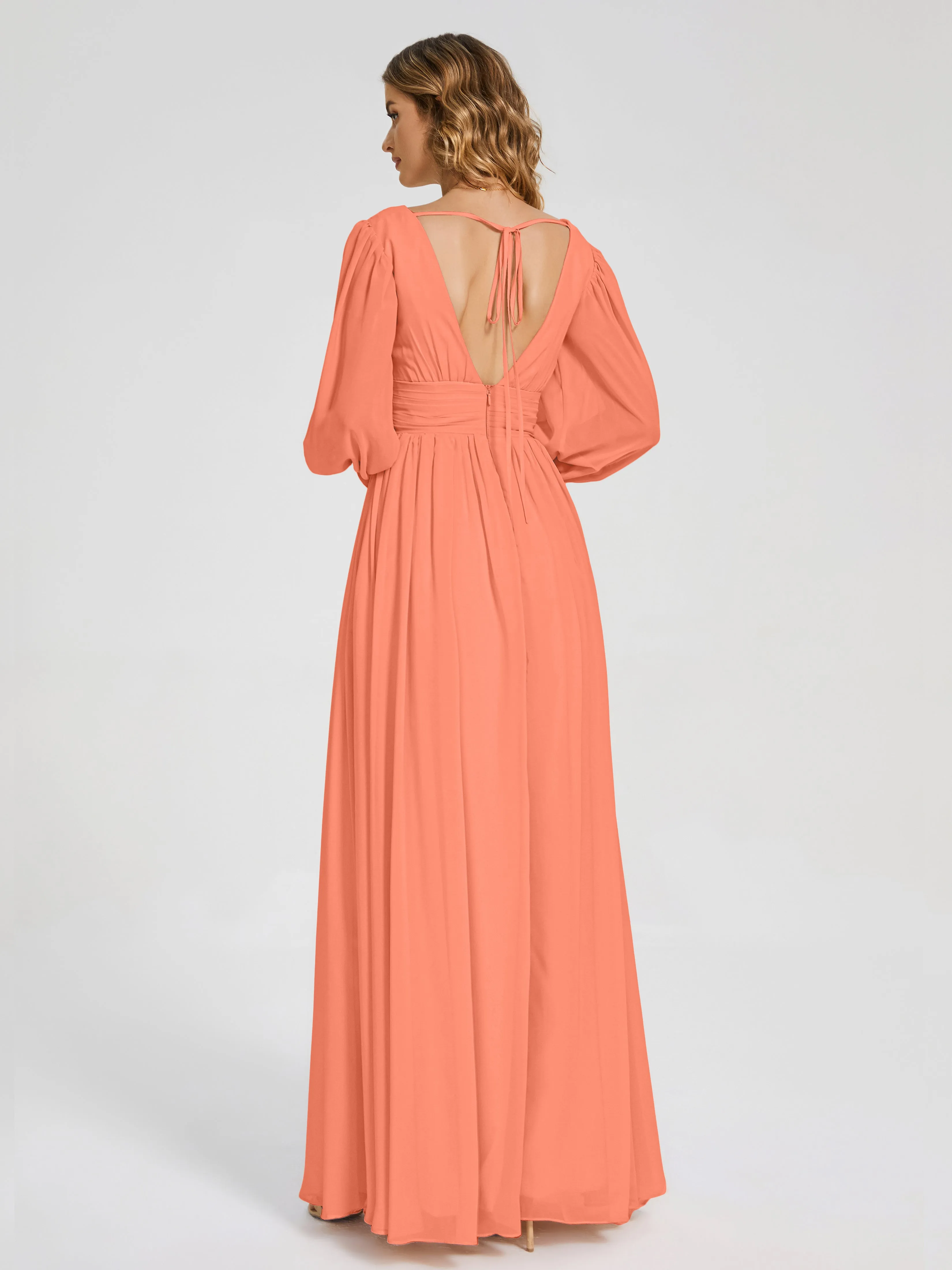 Journey Long Sleeves Split Chiffon Bridesmaid Dresses