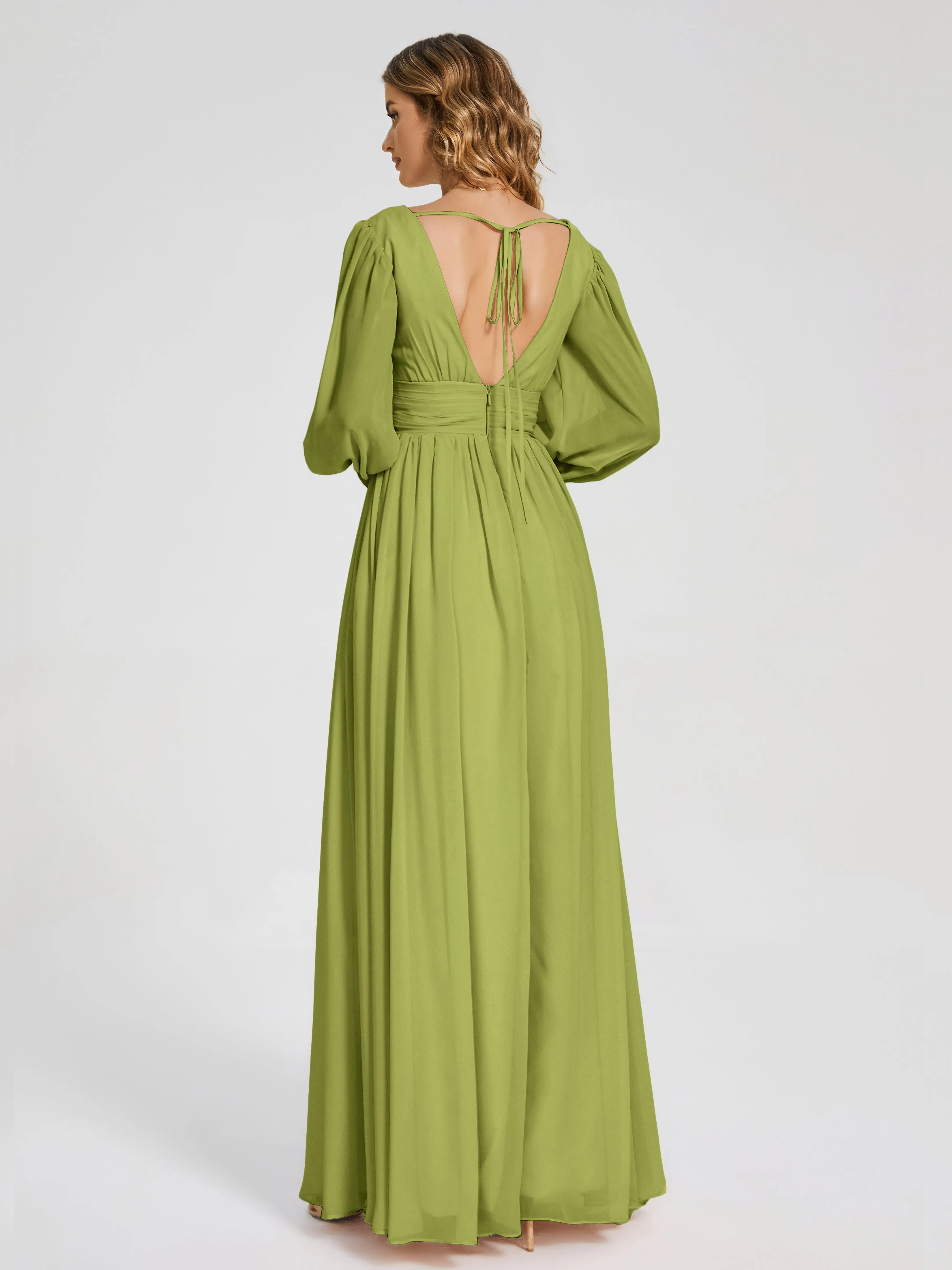 Journey Long Sleeves Split Chiffon Bridesmaid Dresses