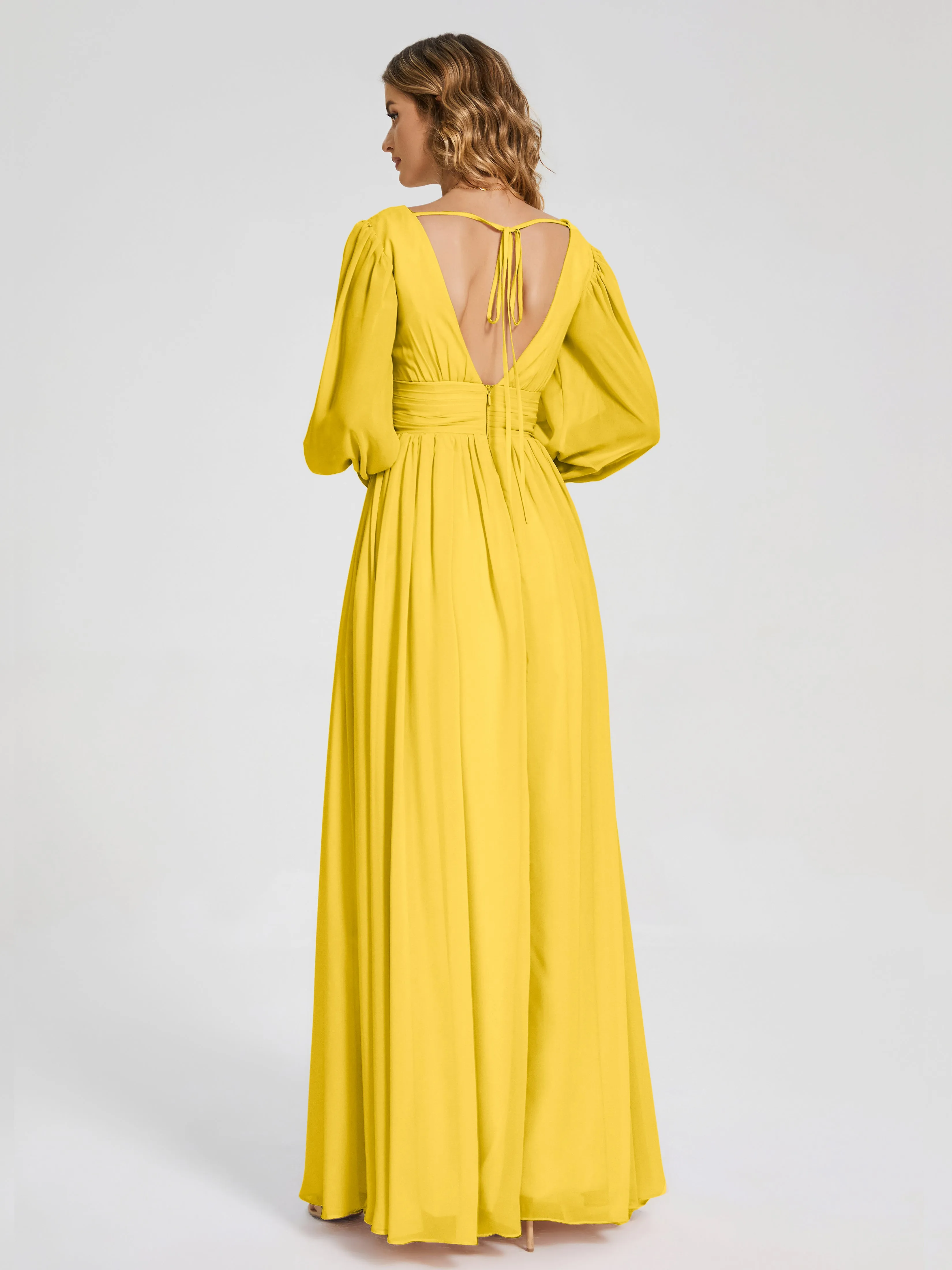 Journey Long Sleeves Split Chiffon Bridesmaid Dresses