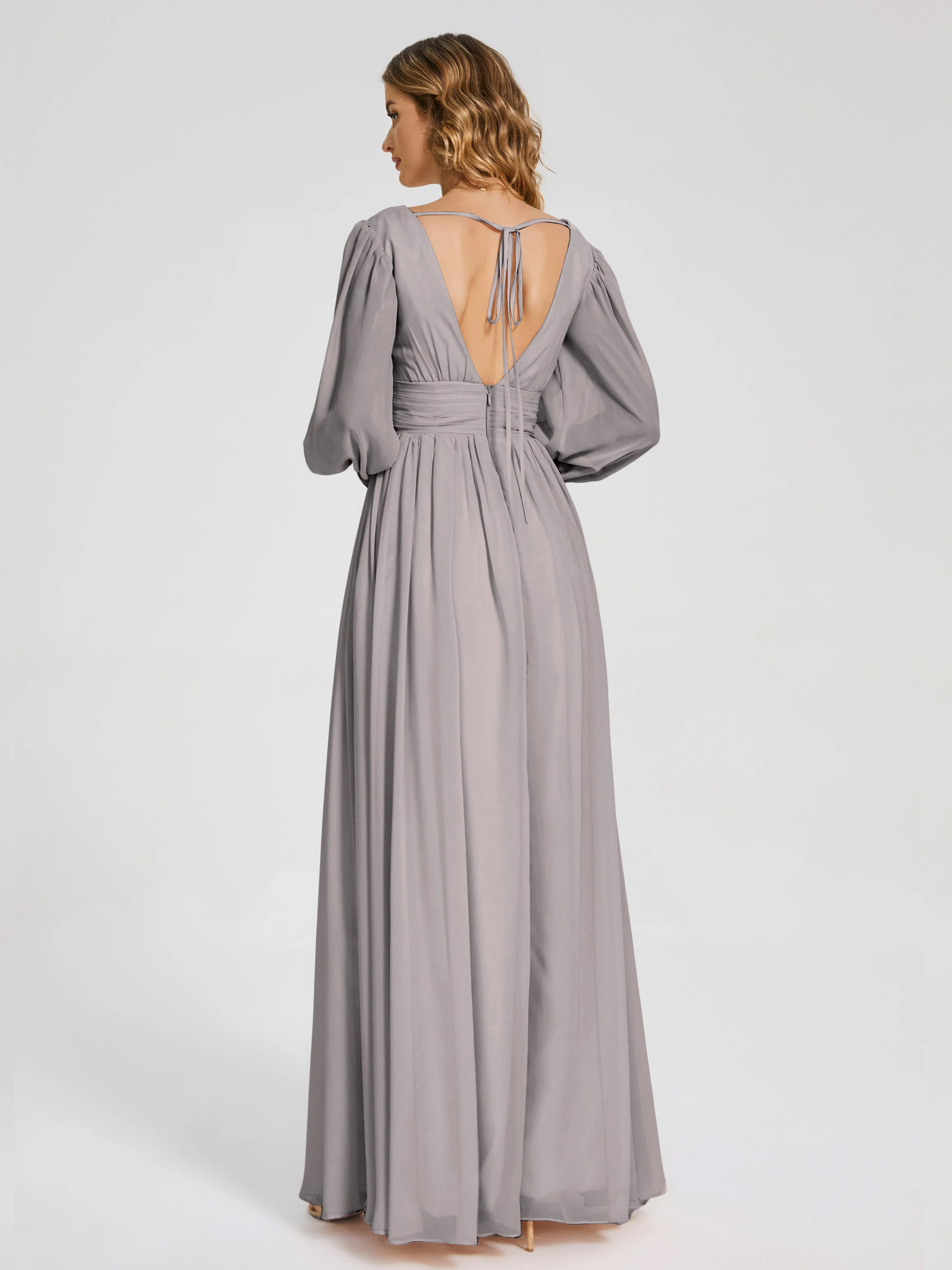 Journey Long Sleeves Split Chiffon Bridesmaid Dresses