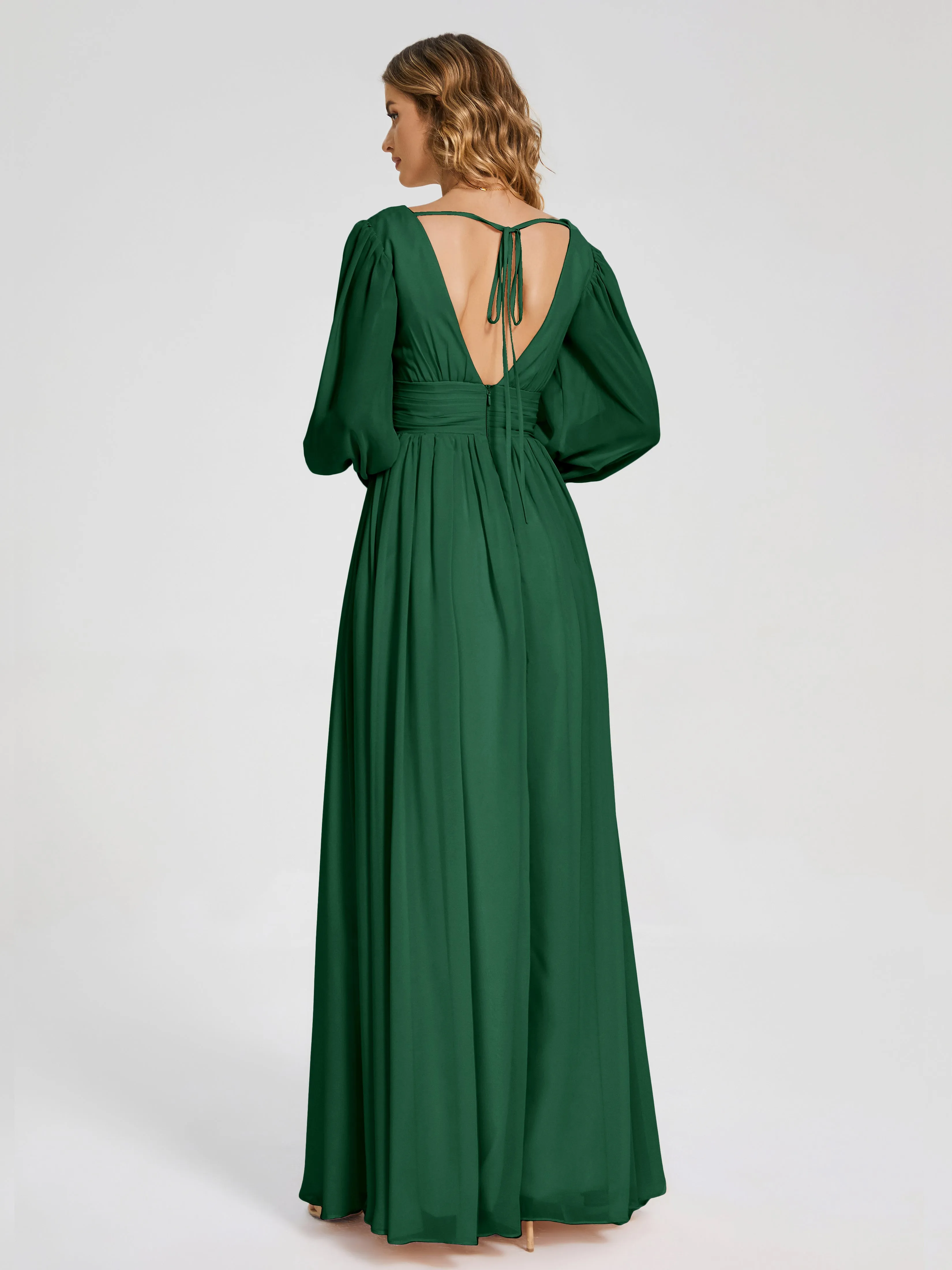 Journey Long Sleeves Split Chiffon Bridesmaid Dresses